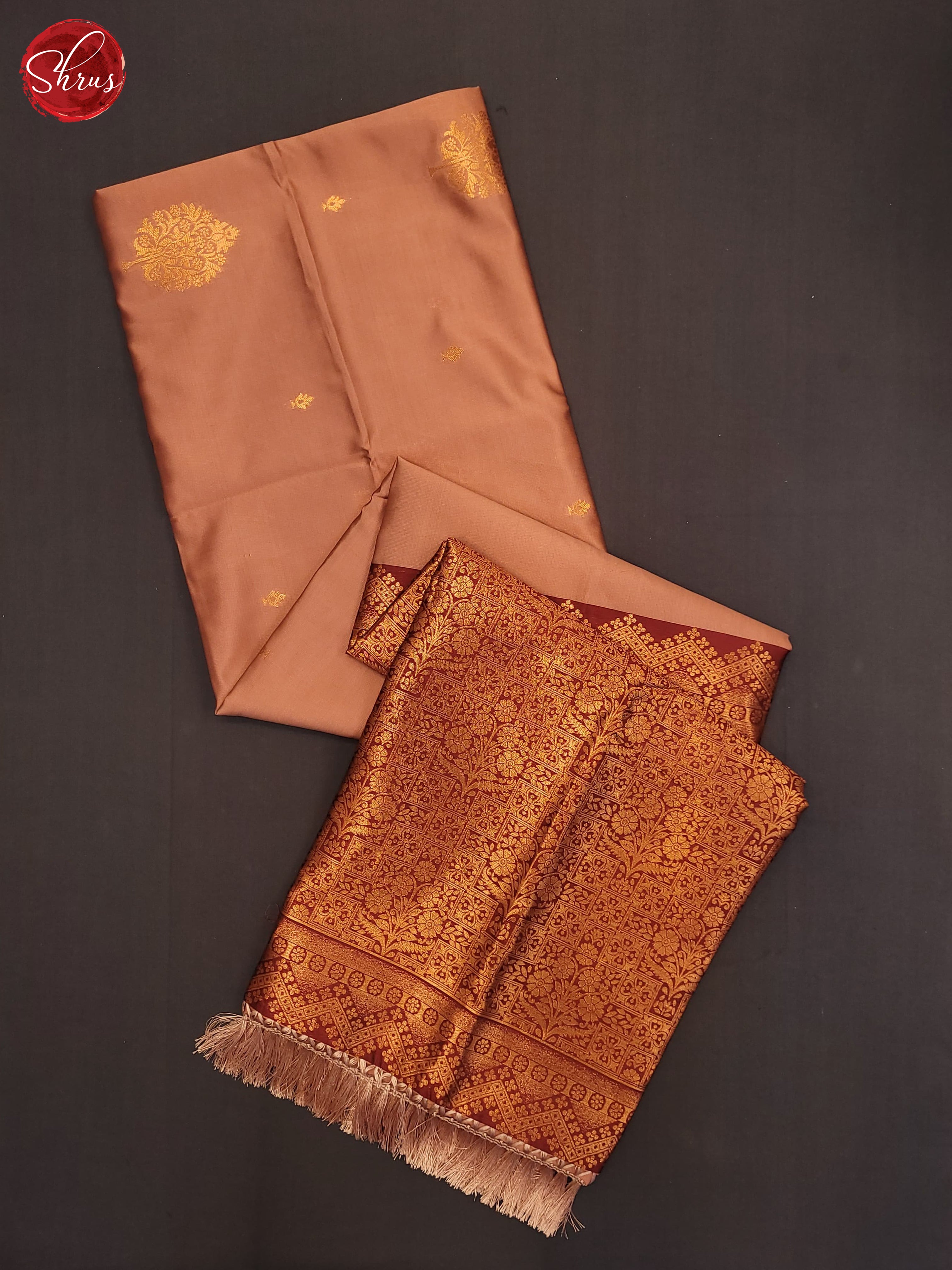 Peach & Maroon- semi Soft Silk Saree - Shop on ShrusEternity.com