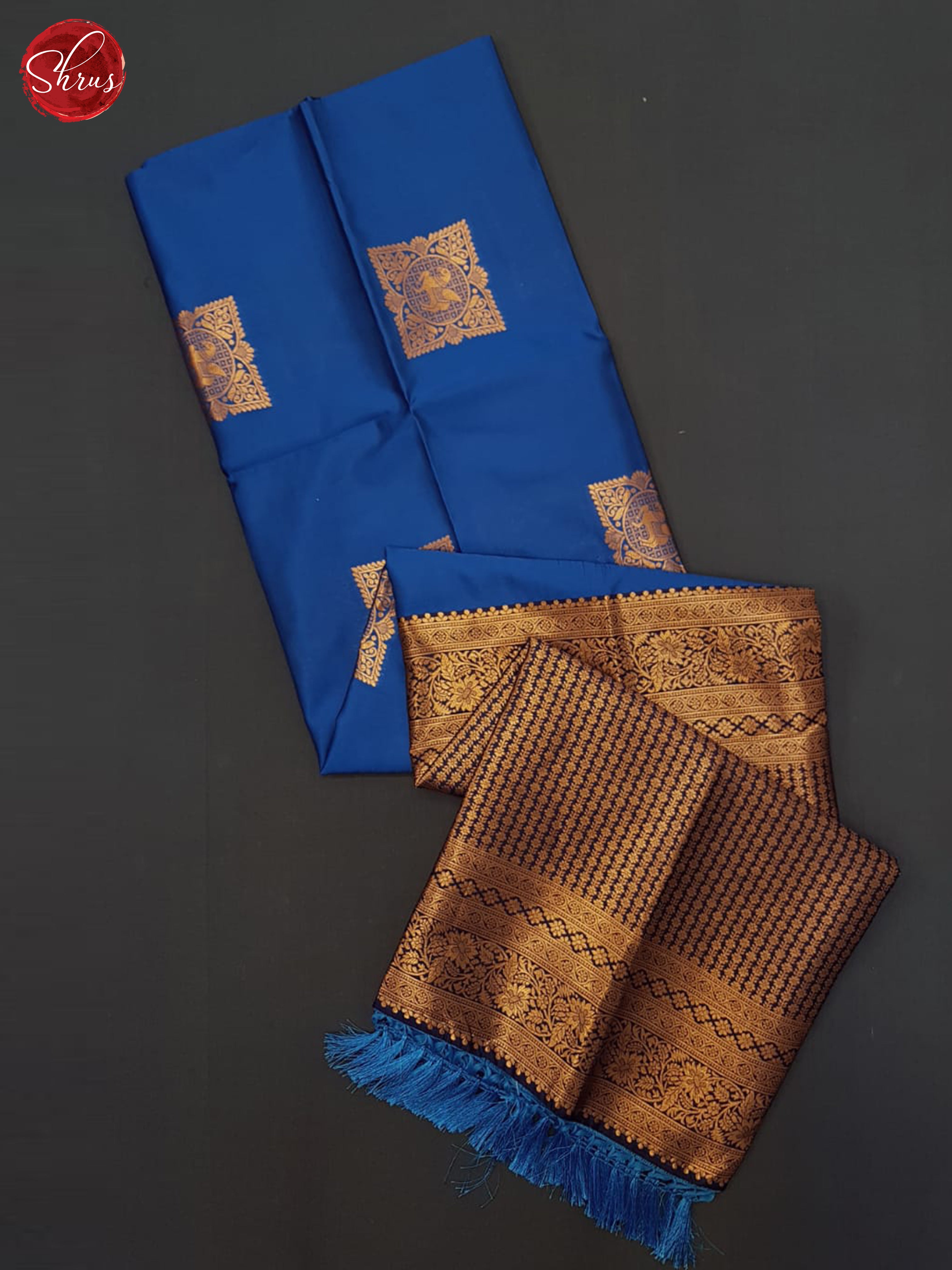 Blue & Navy Blue - Semi Softsilk Saree - Shop on ShrusEternity.com