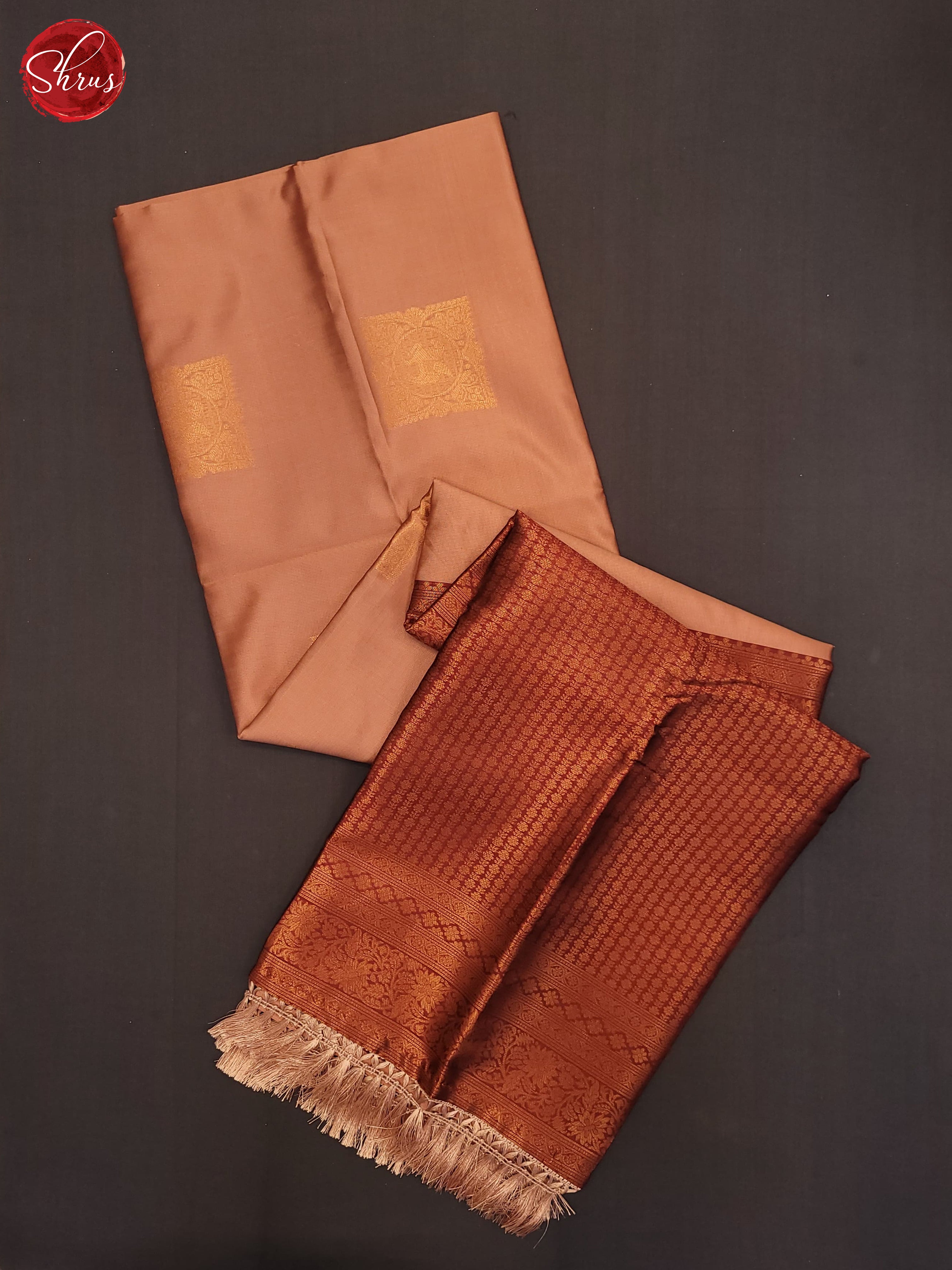 Peach & Maroon - Semi Soft Silk Saree - Shop on ShrusEternity.com