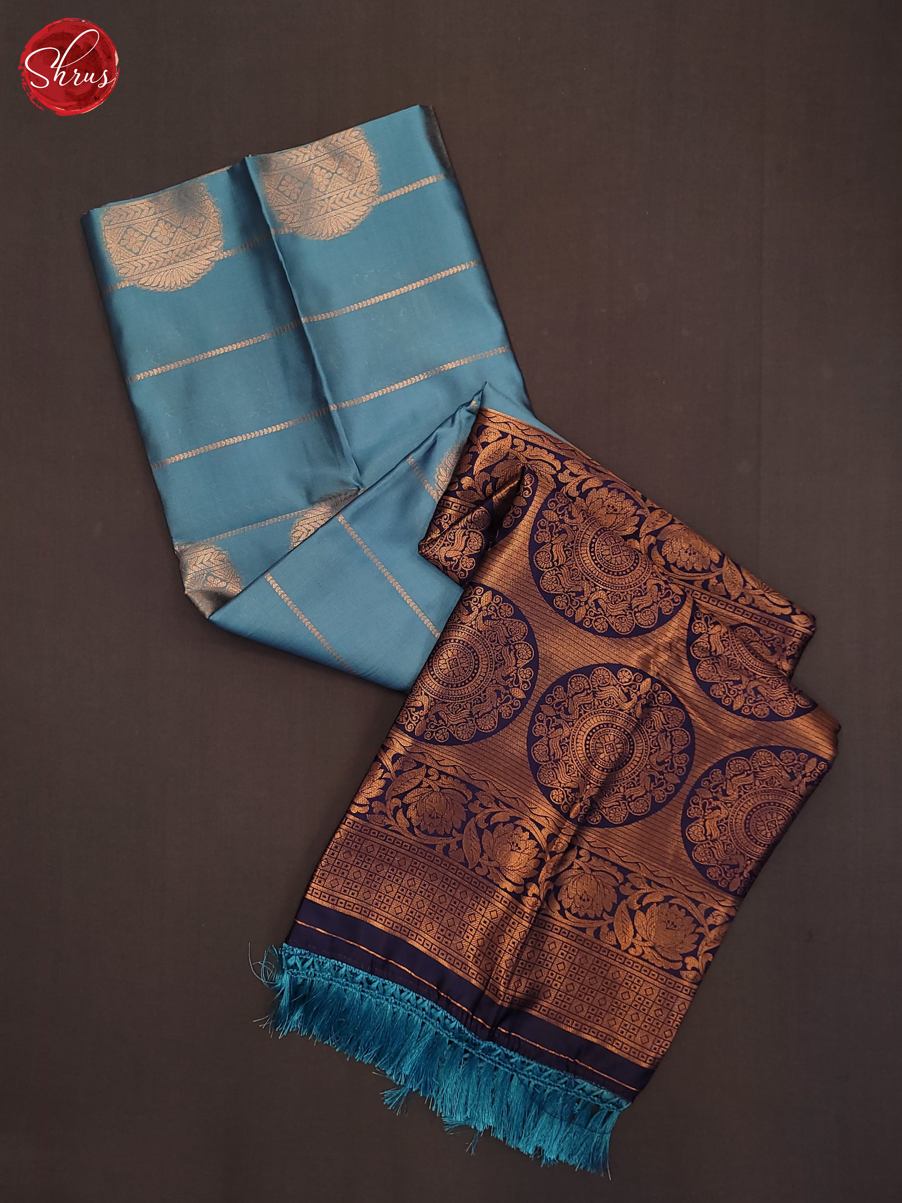 Light Blue & Blue - Semi Softsilk Saree - Shop on ShrusEternity.com