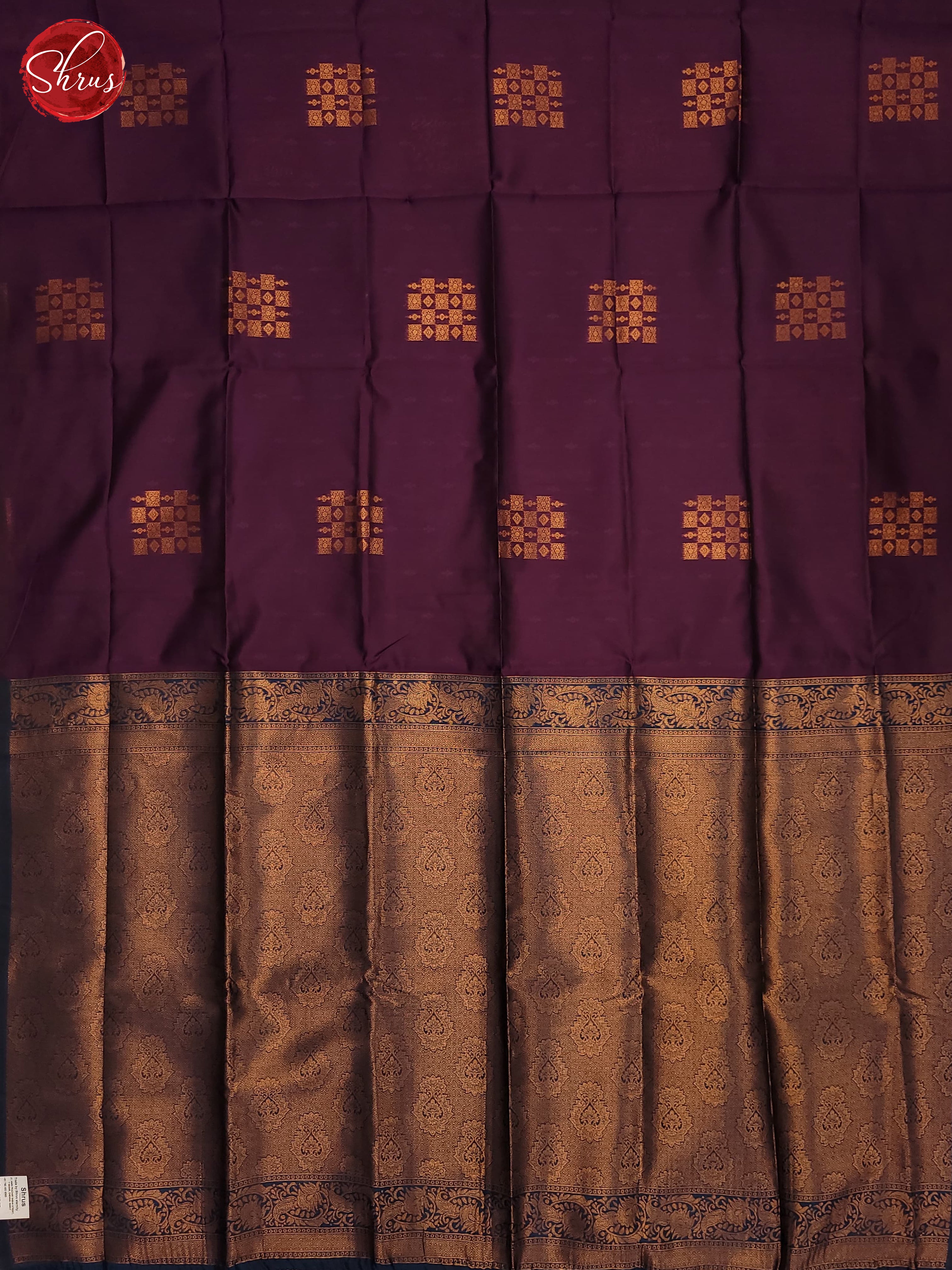 Deep wine & Blue - Semi Soft Silk Saree - Shop on ShrusEternity.com
