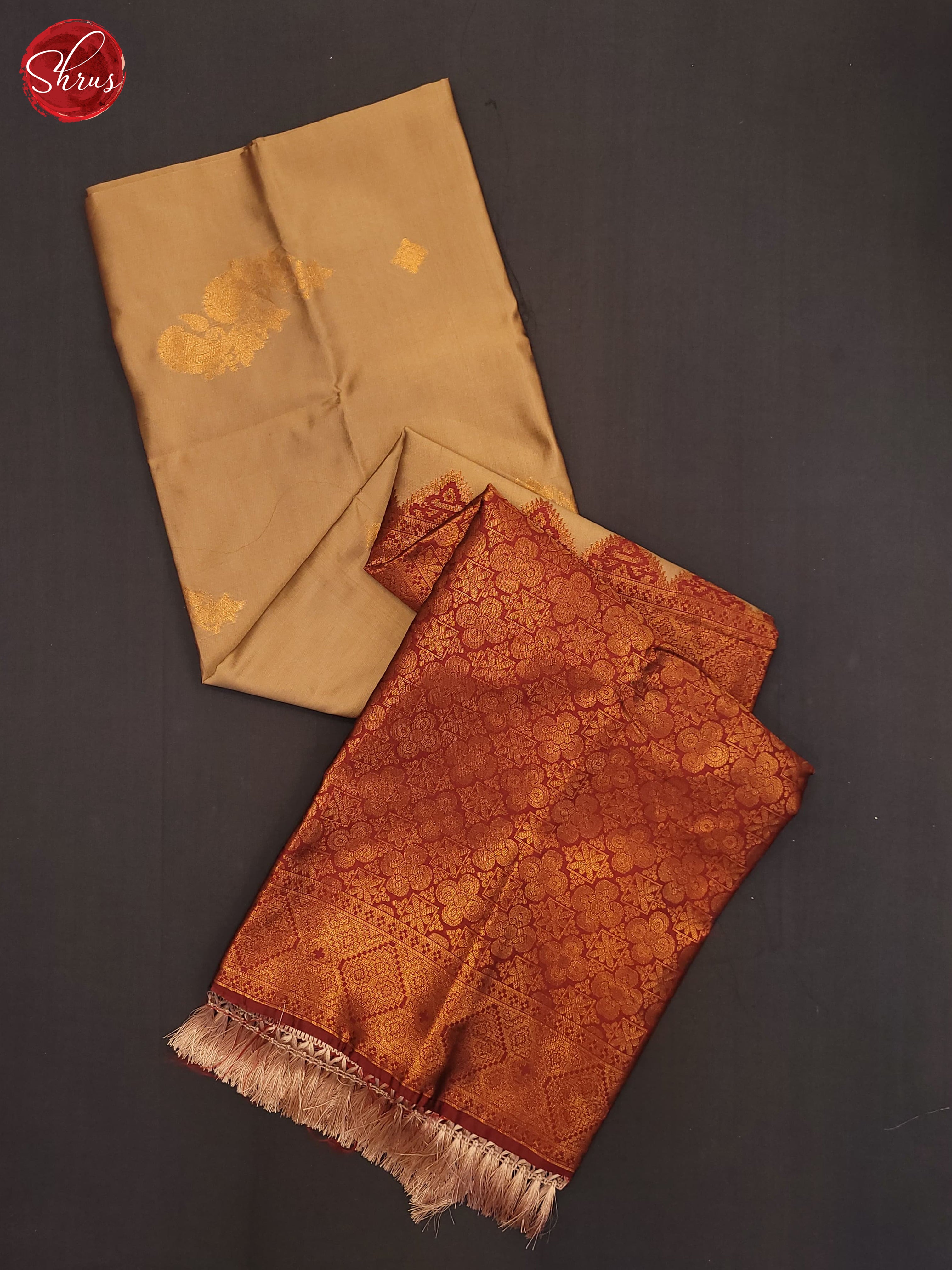 Beige & Maroon - Semi Soft Silk Saree - Shop on ShrusEternity.com