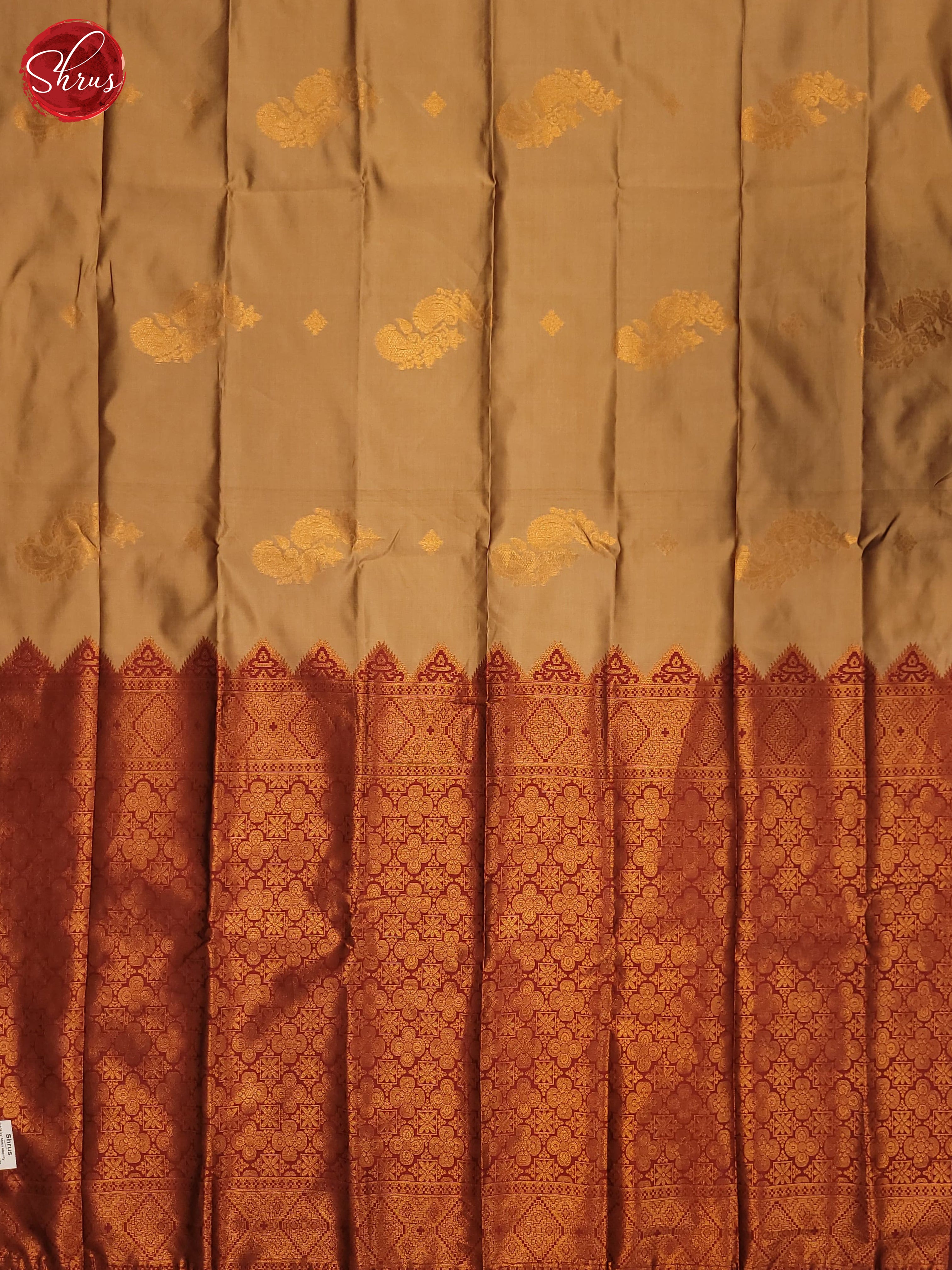 Beige & Maroon - Semi Soft Silk Saree - Shop on ShrusEternity.com