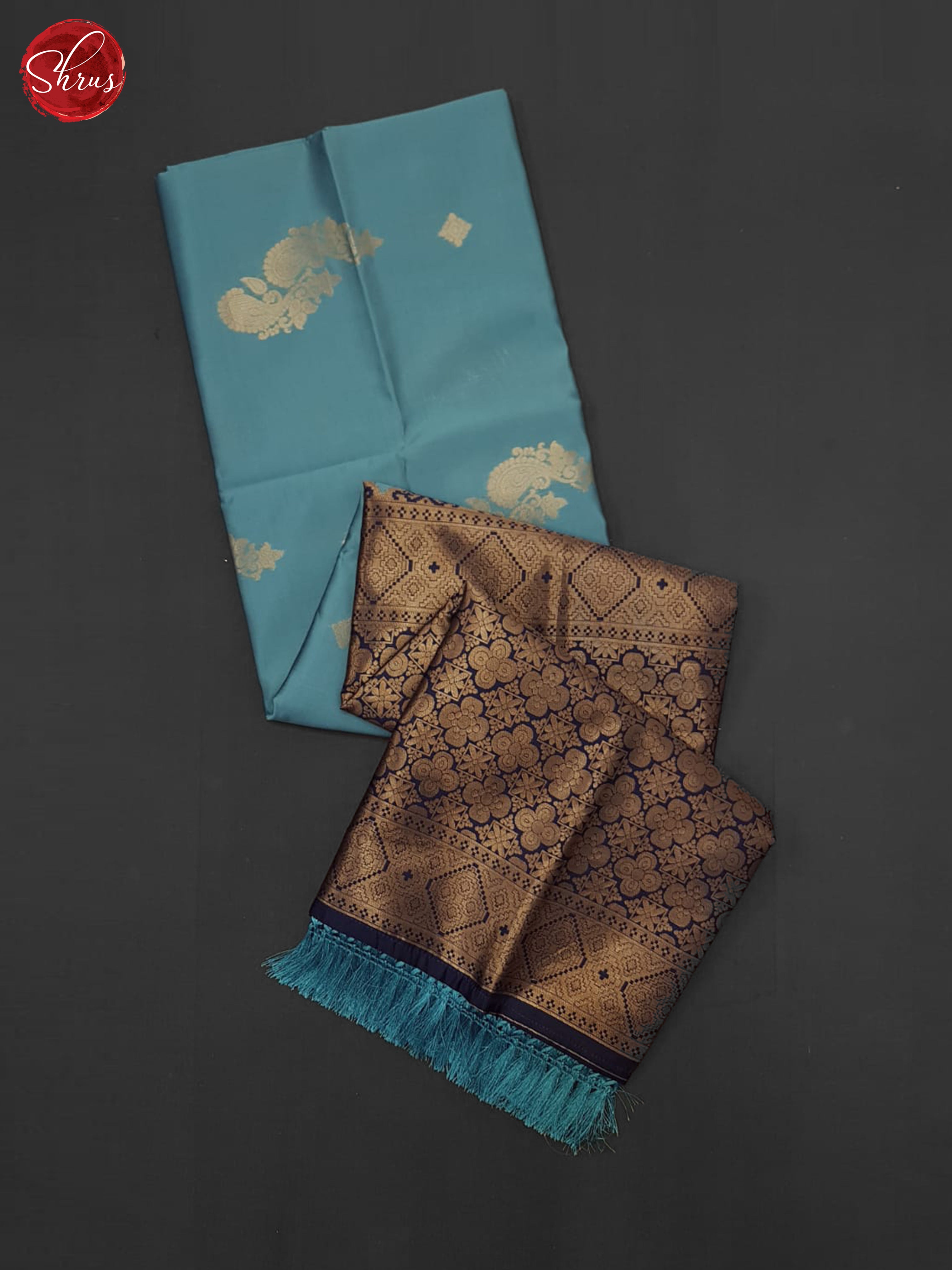 Pastel blue & Blue - Semi Soft Silk Saree - Shop on ShrusEternity.com