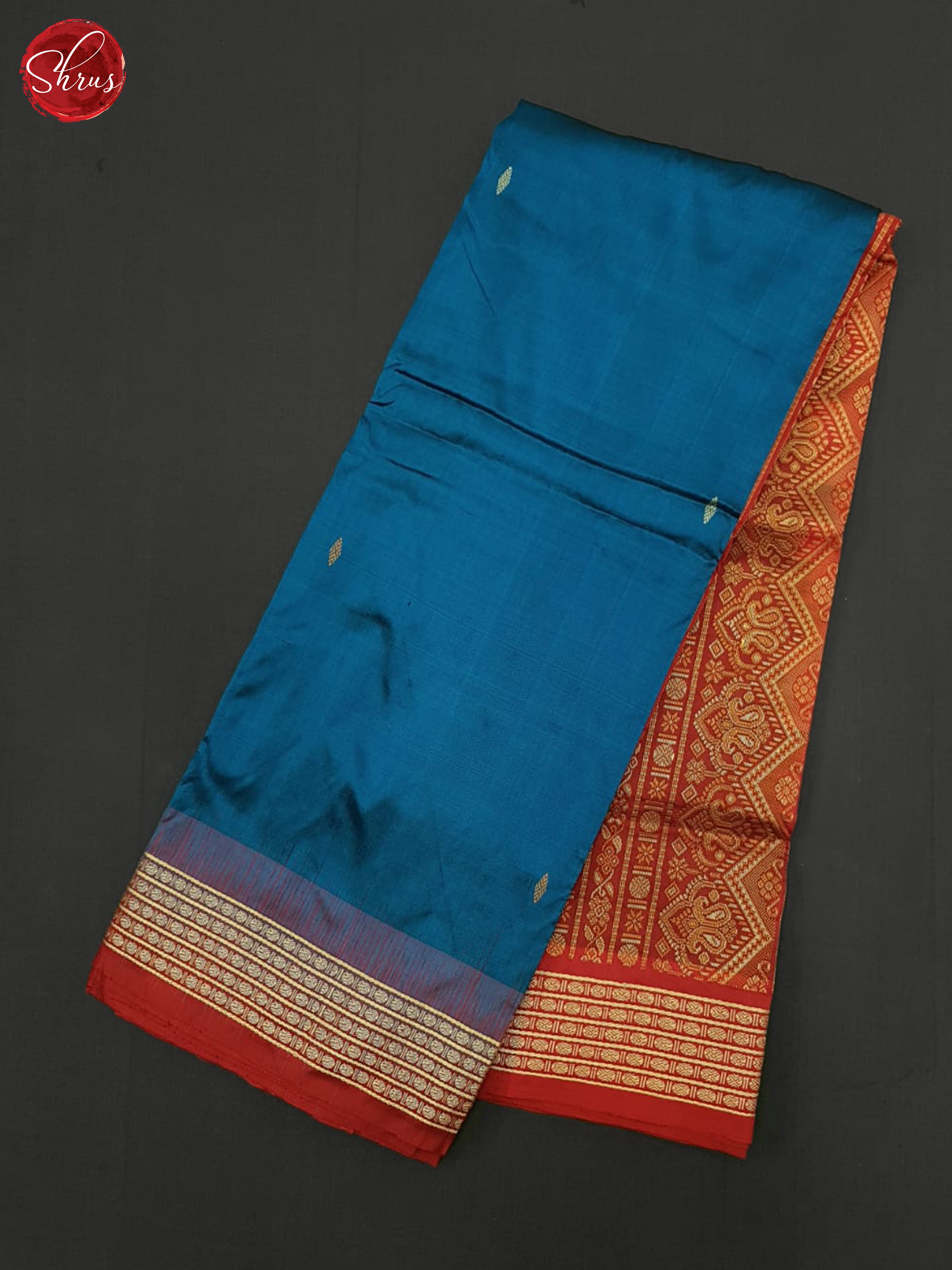 Blue & Red -Odisha Sambalpuri Silk Saree - Shop on ShrusEternity.com