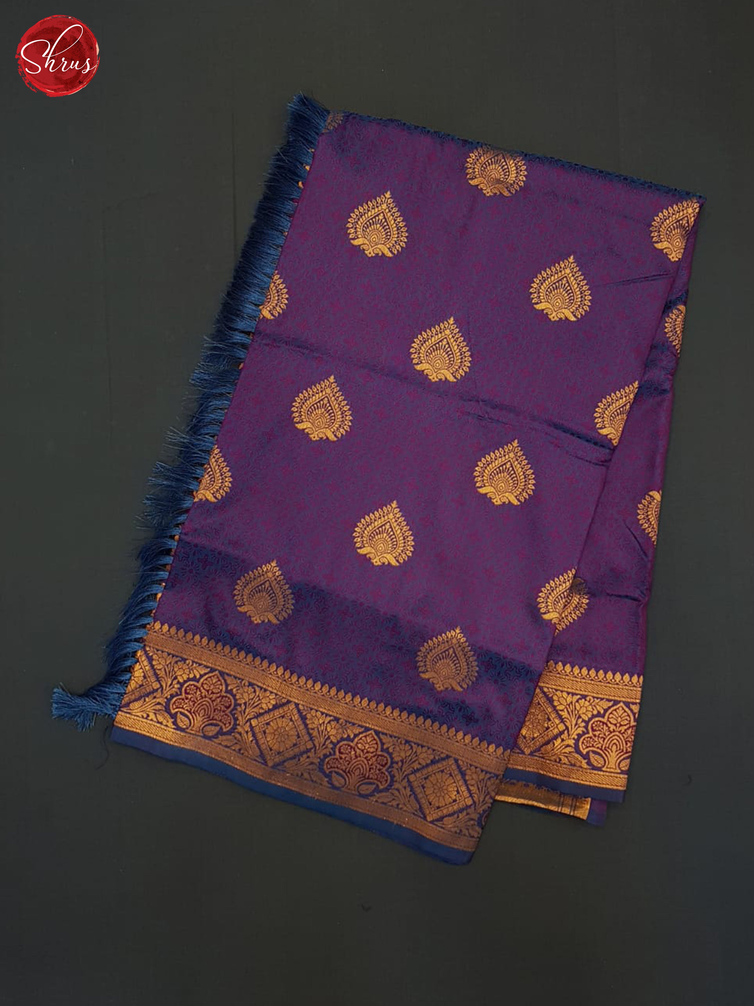 Double Shaded Purple And Blue-Semi kanchipuram Saree - Shop on ShrusEternity.com