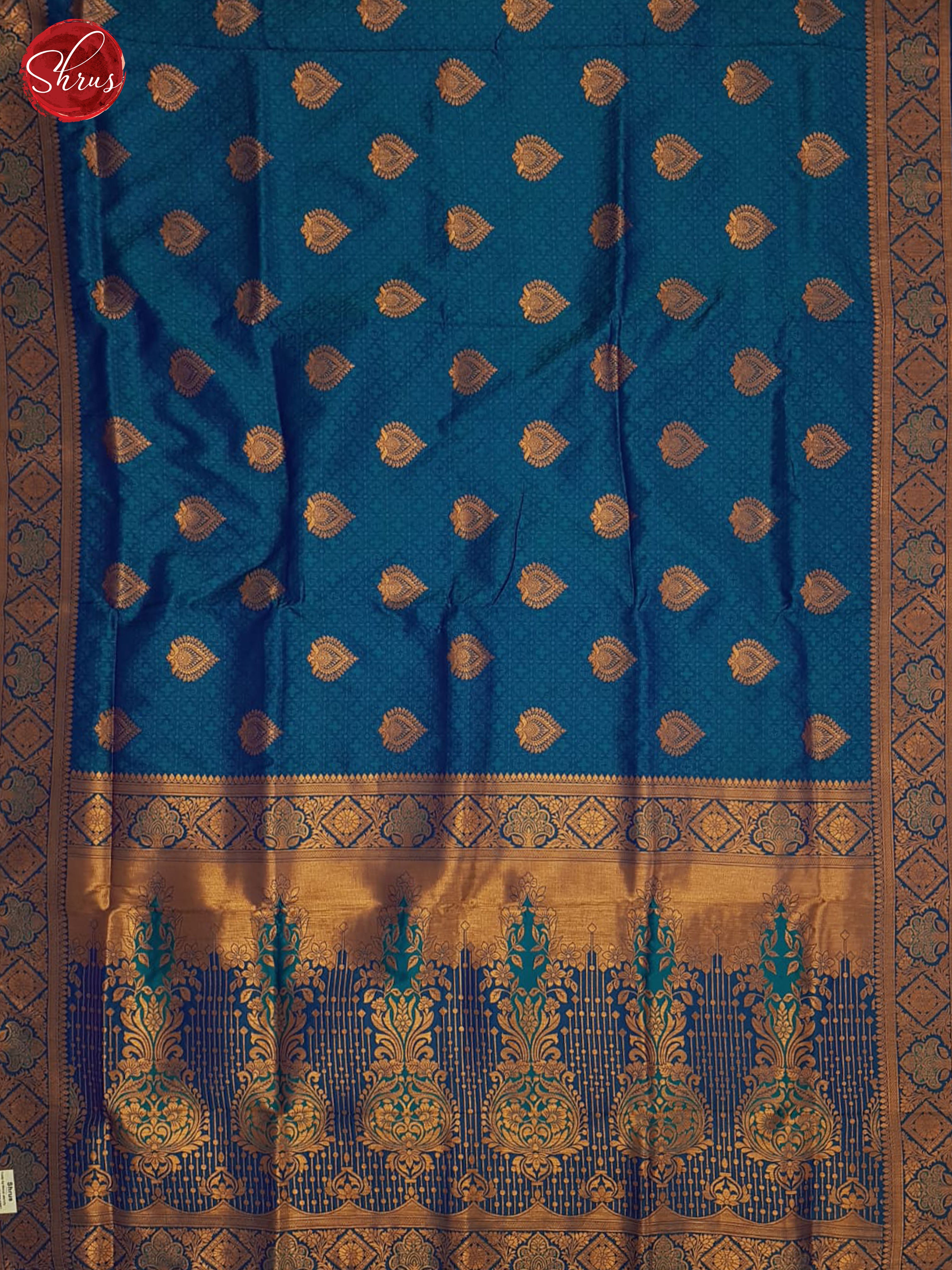Blue(single tone)-Semi Kanchipuram Saree - Shop on ShrusEternity.com