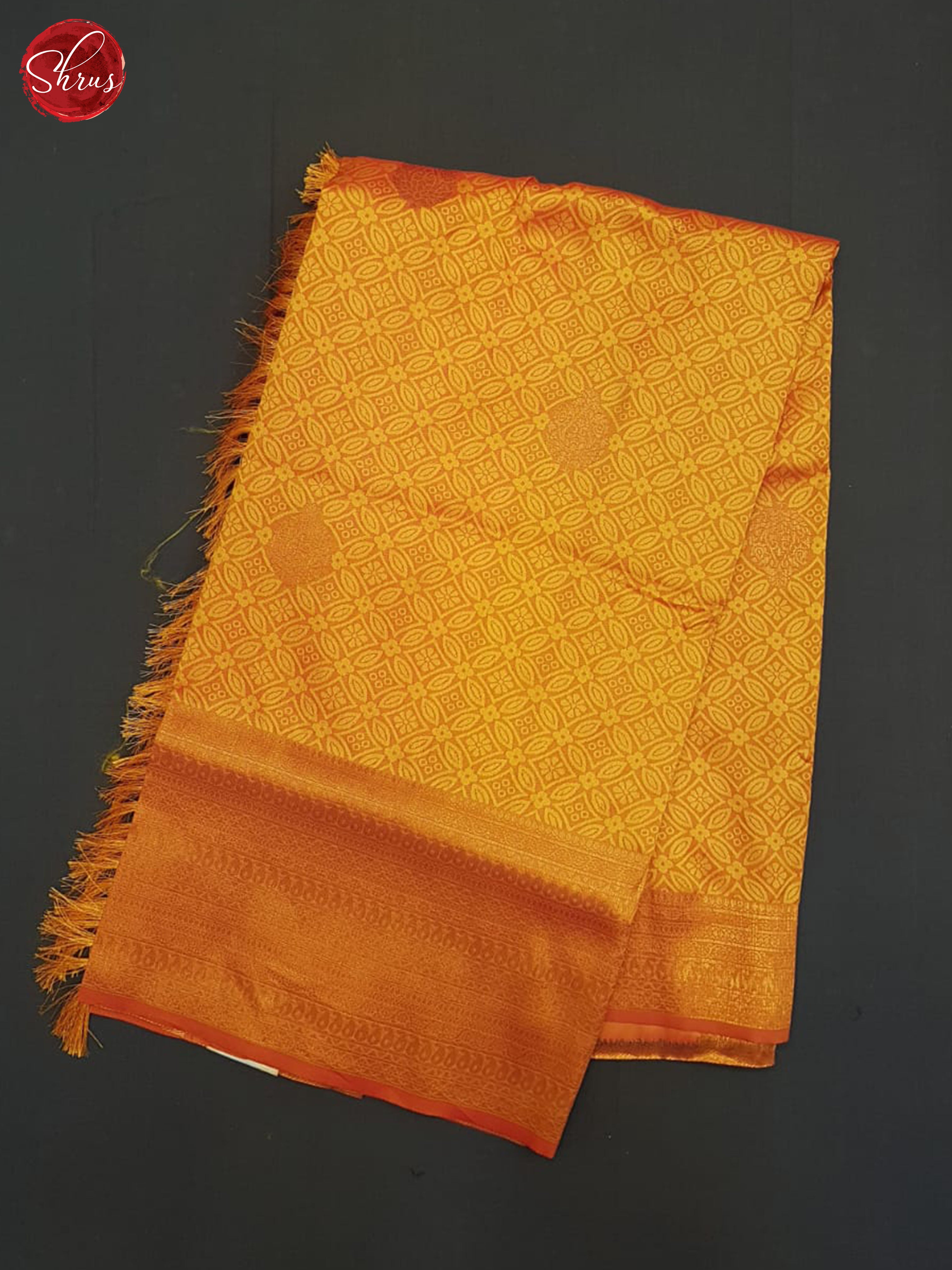 Orange(single tone)-Semi kanchipuram saree - Shop on ShrusEternity.com