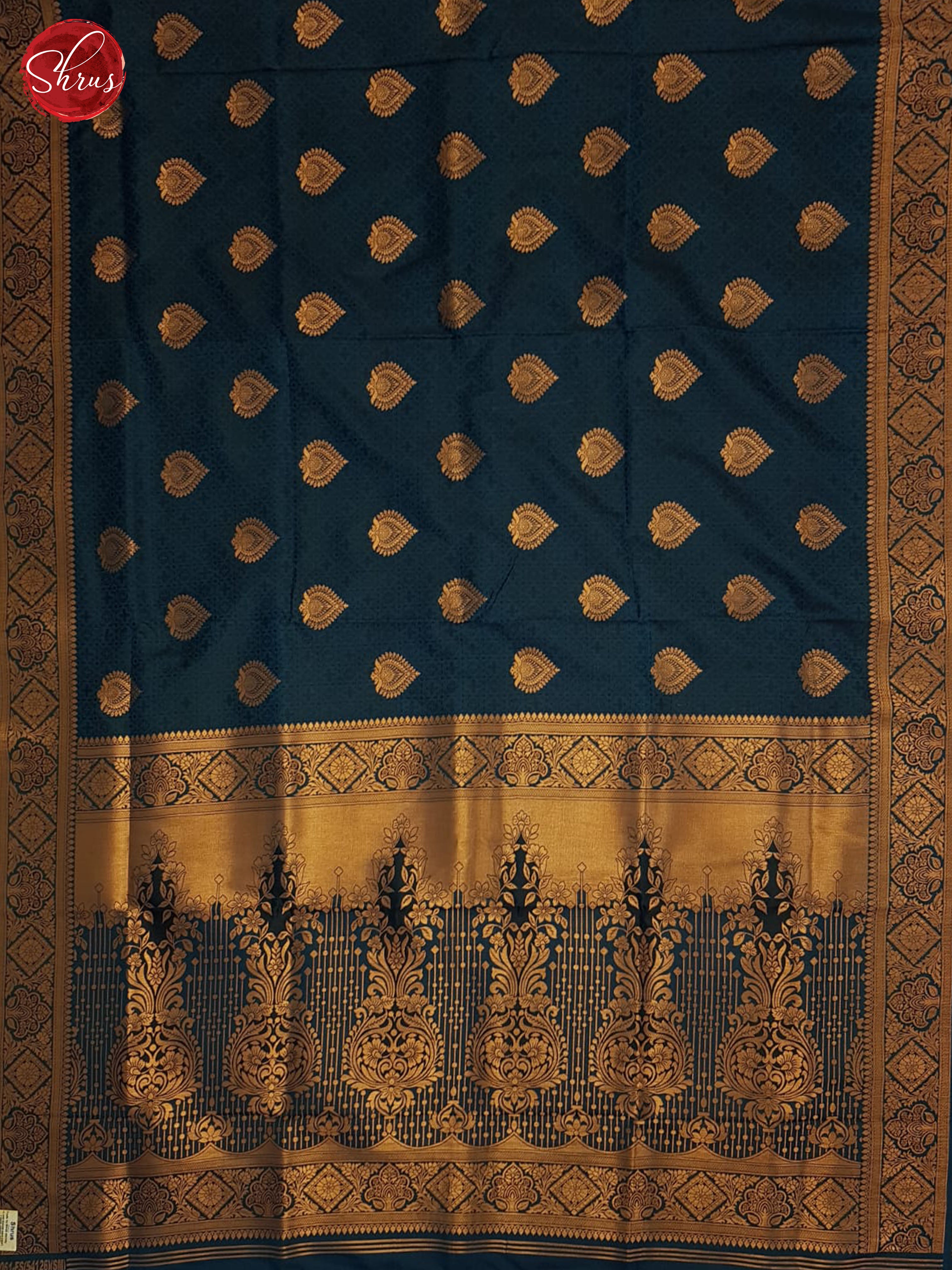 Blue(single tone)-Semi kanchipuram Saree - Shop on ShrusEternity.com