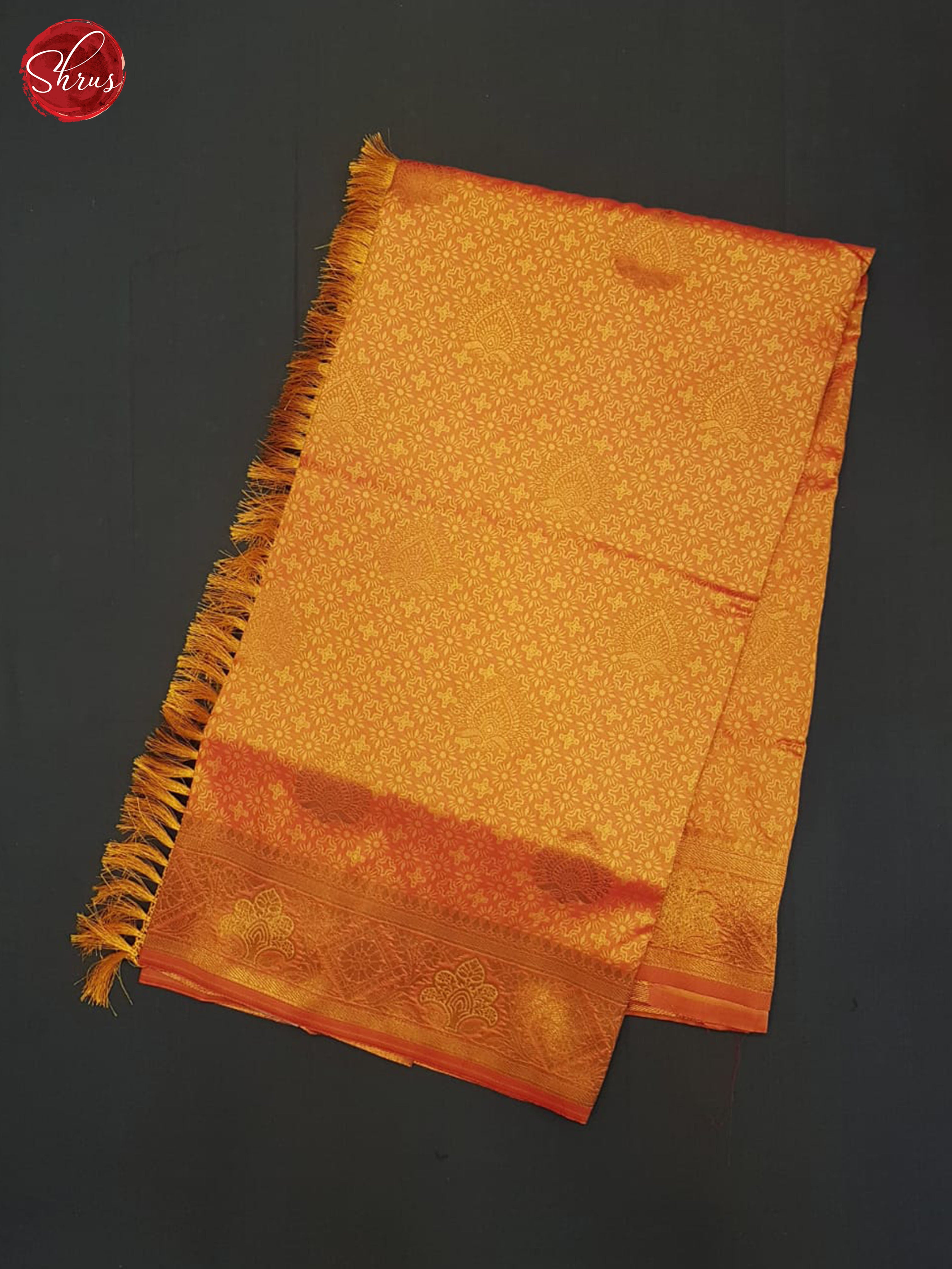 Orange(single tone)-Semi kanchipuram saree - Shop on ShrusEternity.com