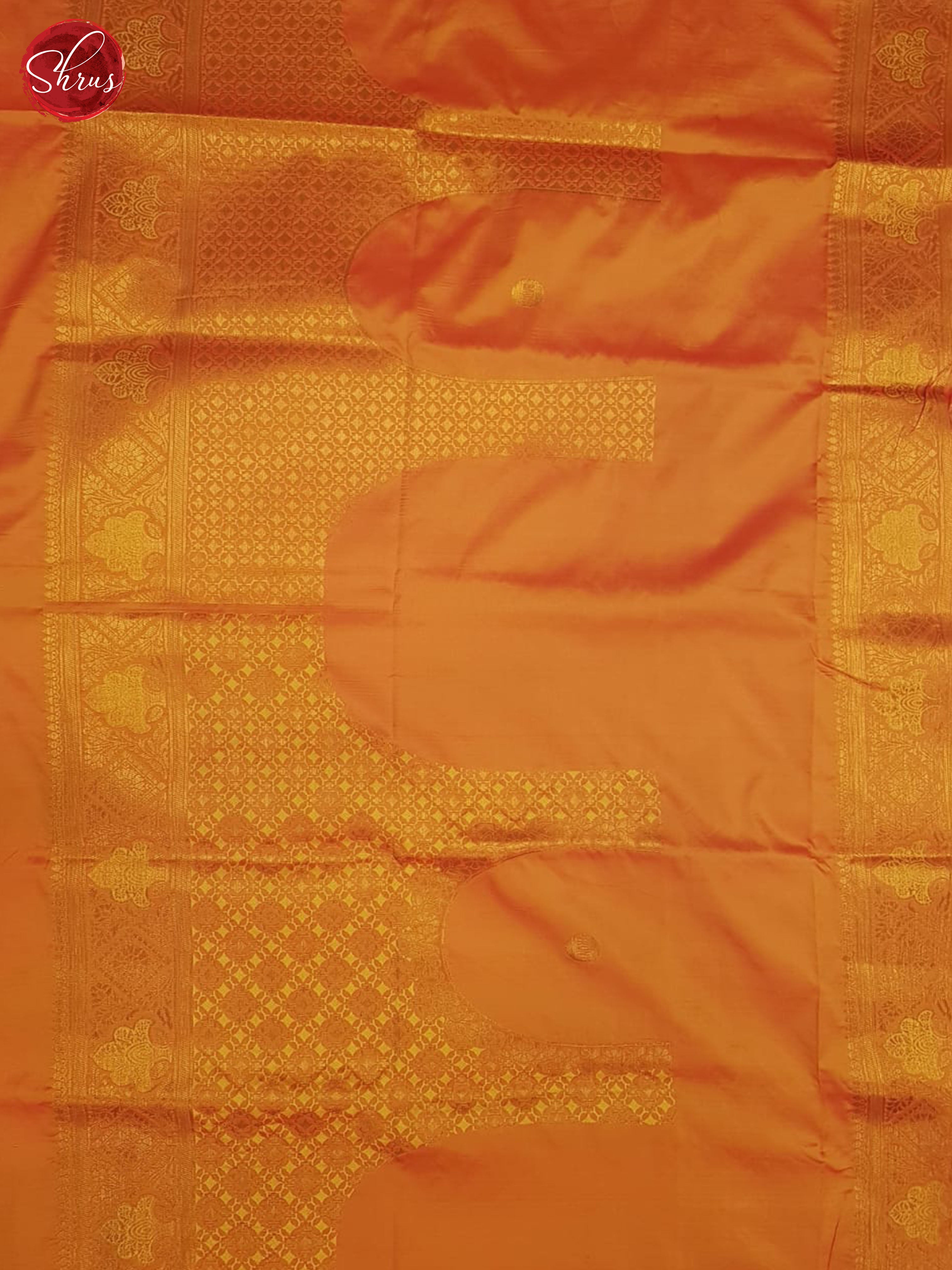 Orange(single tone)-Semi kanchipuram saree - Shop on ShrusEternity.com