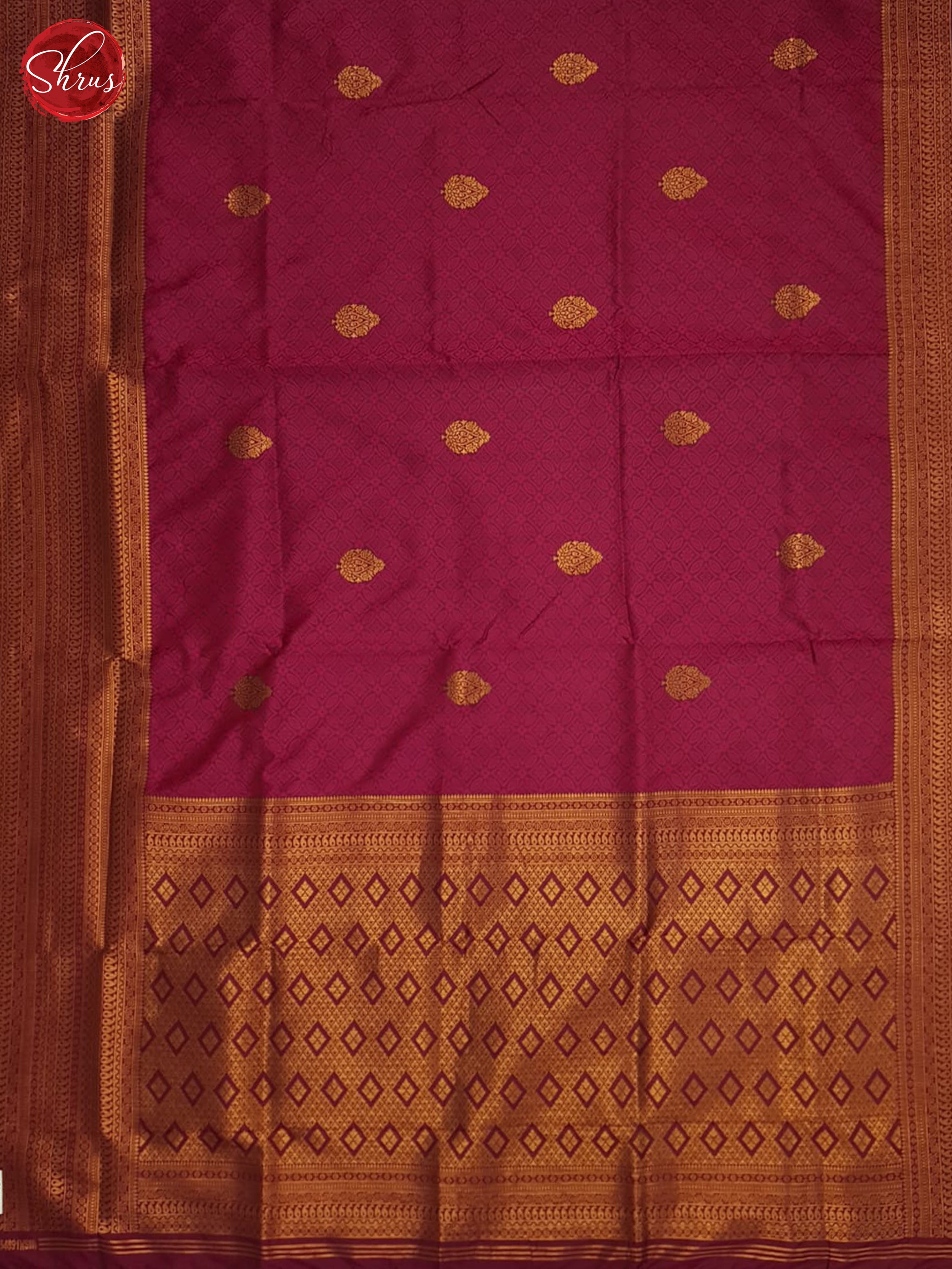 Majenta Pink(single tone)- Semi Kanchipuram Saree - Shop on ShrusEternity.com