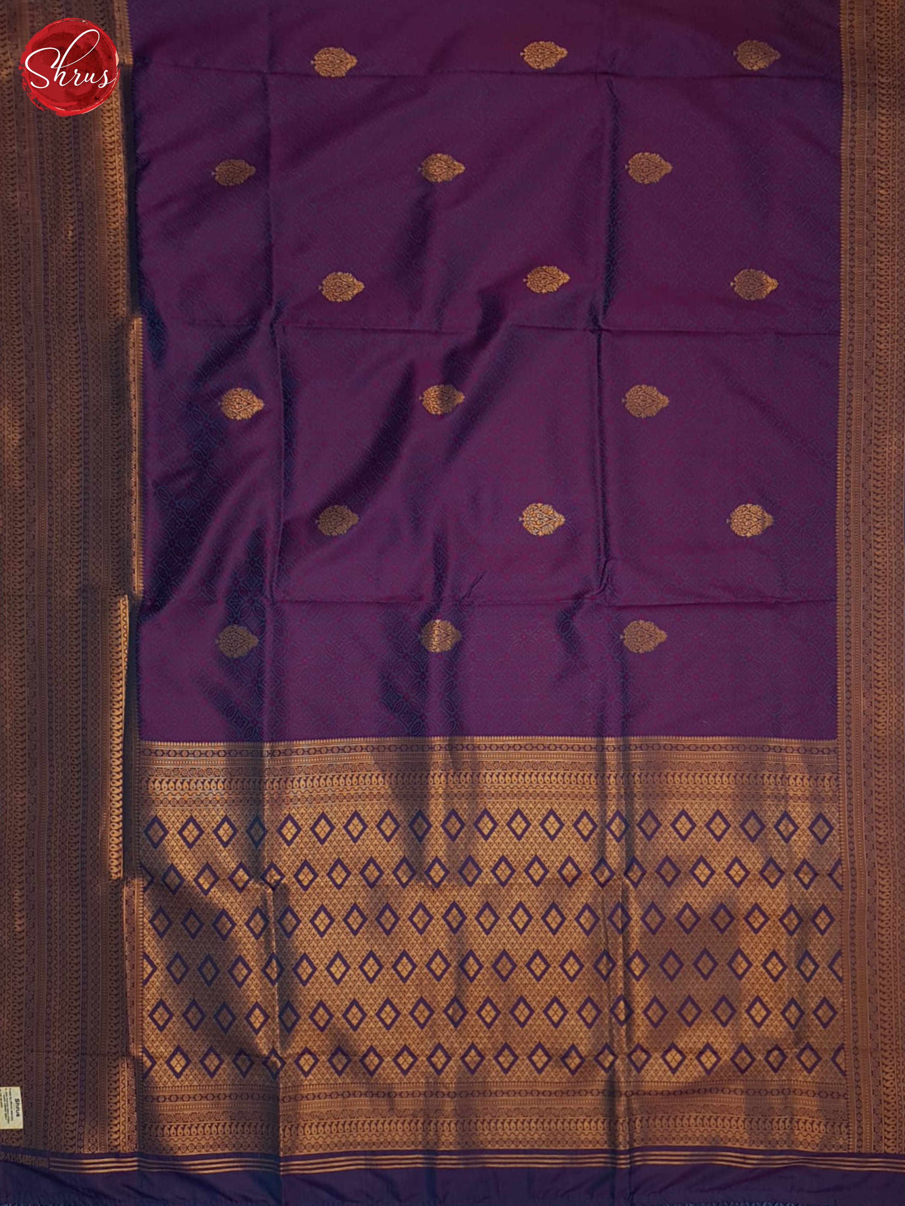 Purple And Blue-Semi Kanchipuram saree - Shop on ShrusEternity.com