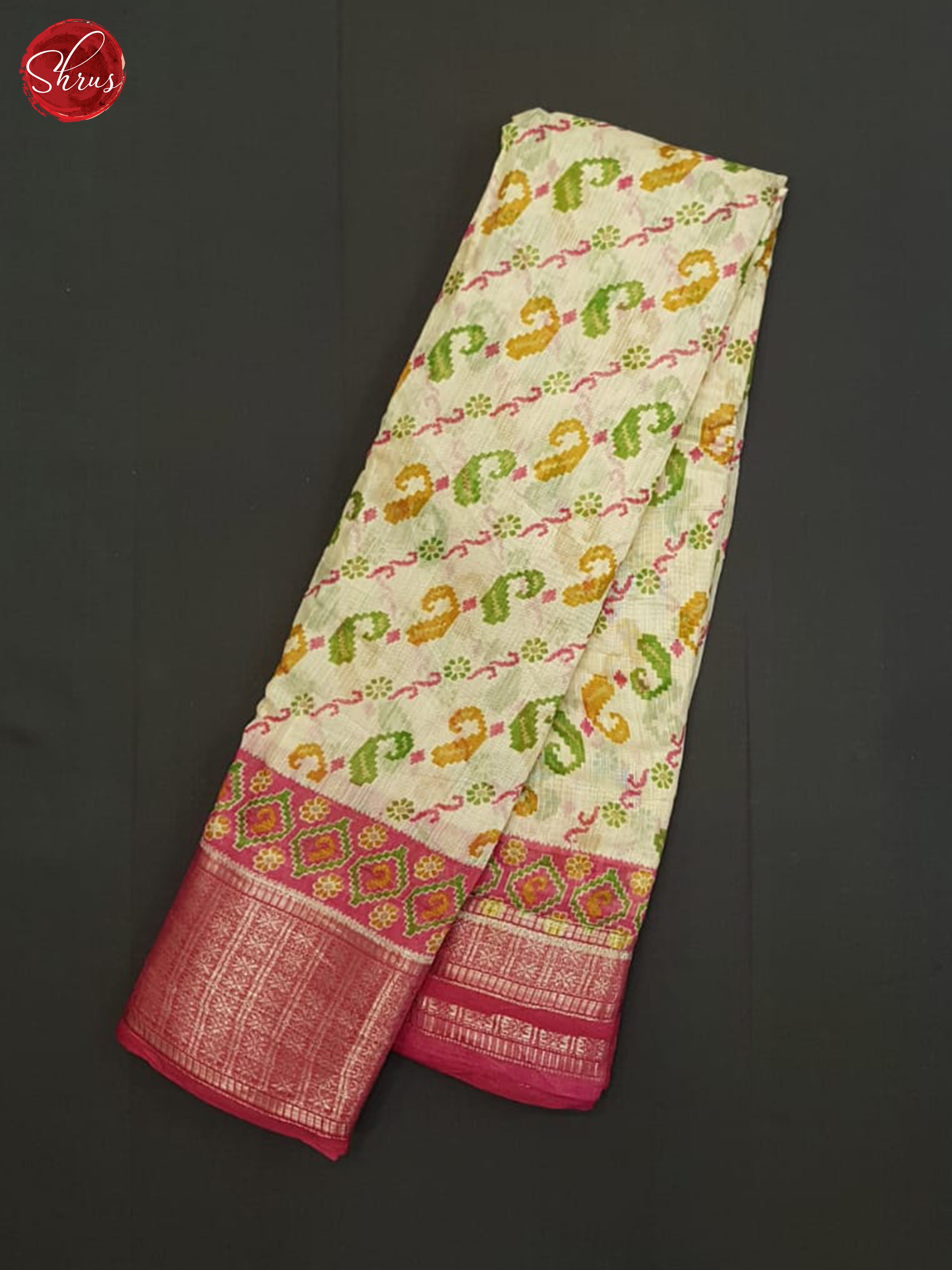 Cream And Pink-Semi Gicha Saree - Shop on ShrusEternity.com