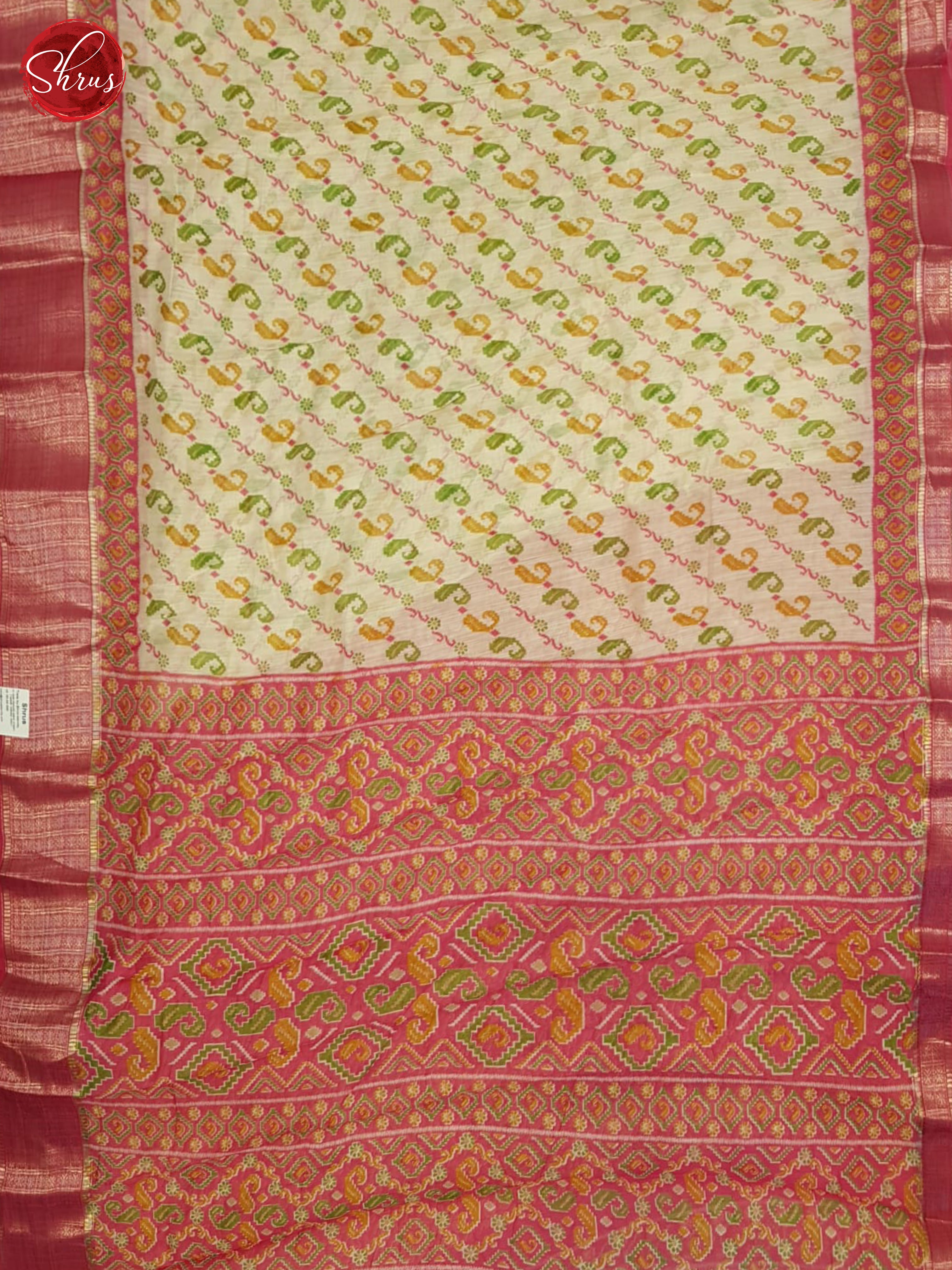 Cream And Pink-Semi Gicha Saree - Shop on ShrusEternity.com