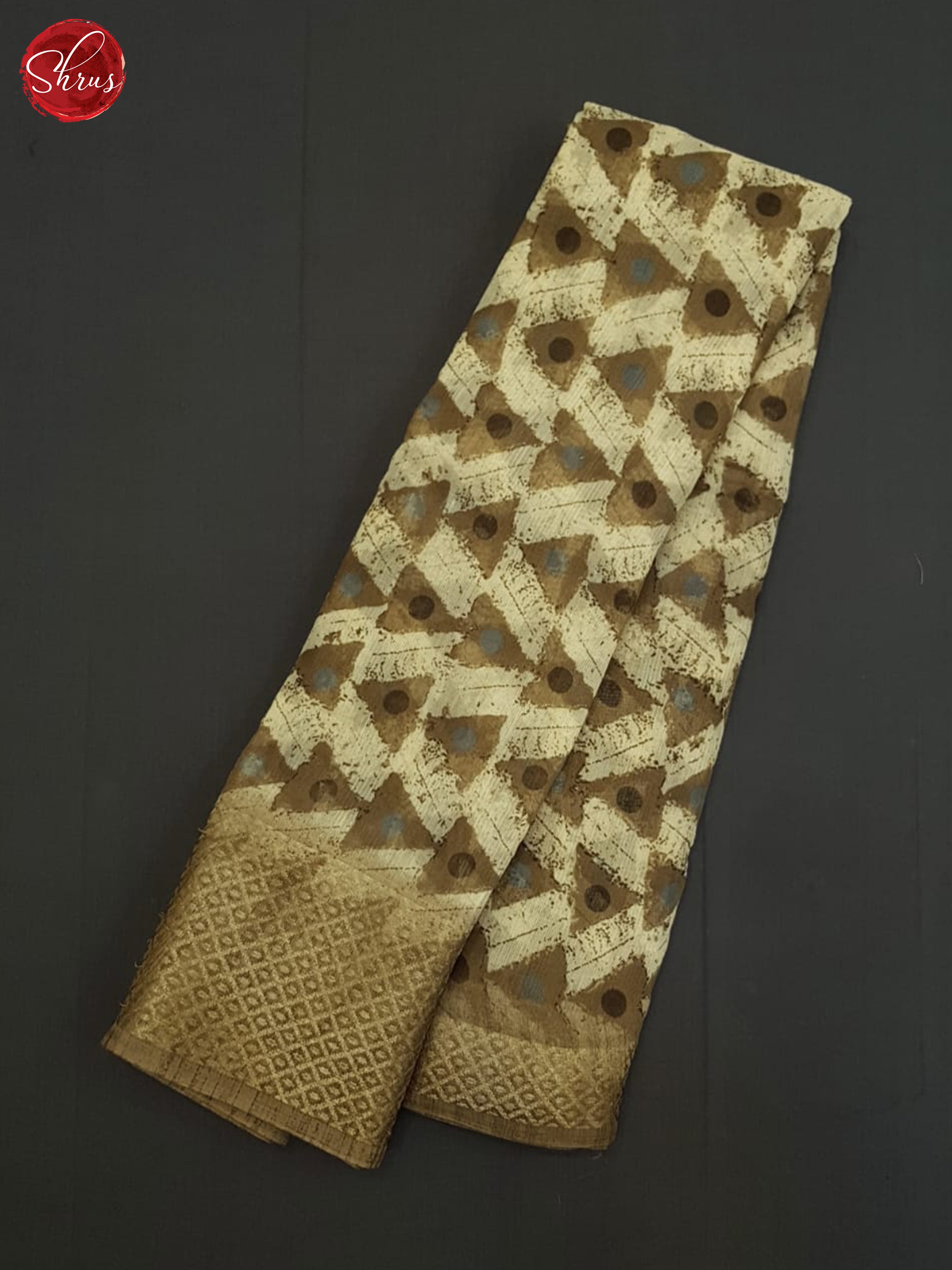 Cream And Brown-Semi gicha Saree - Shop on ShrusEternity.com