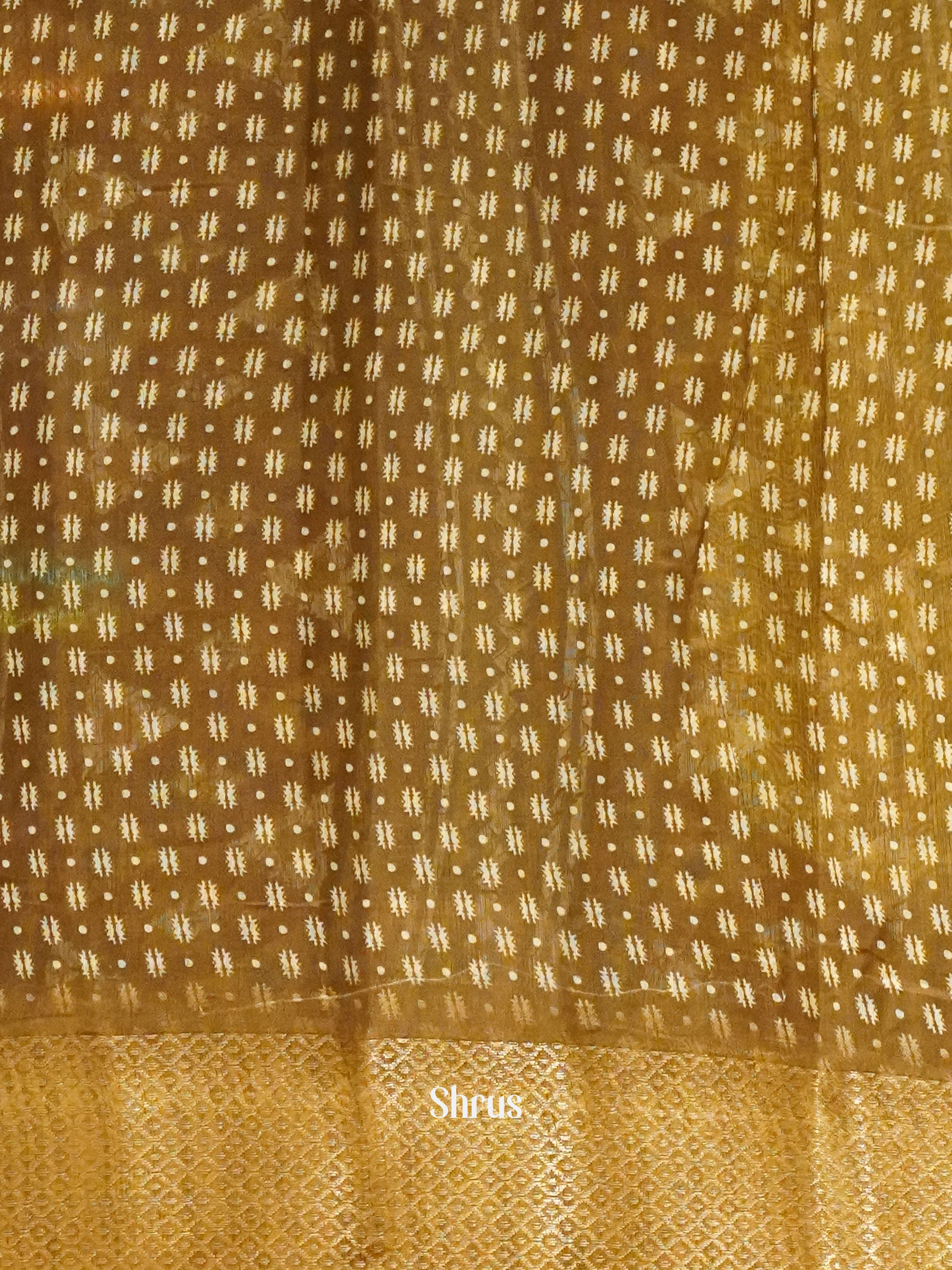 Cream And Brown-Semi gicha Saree - Shop on ShrusEternity.com