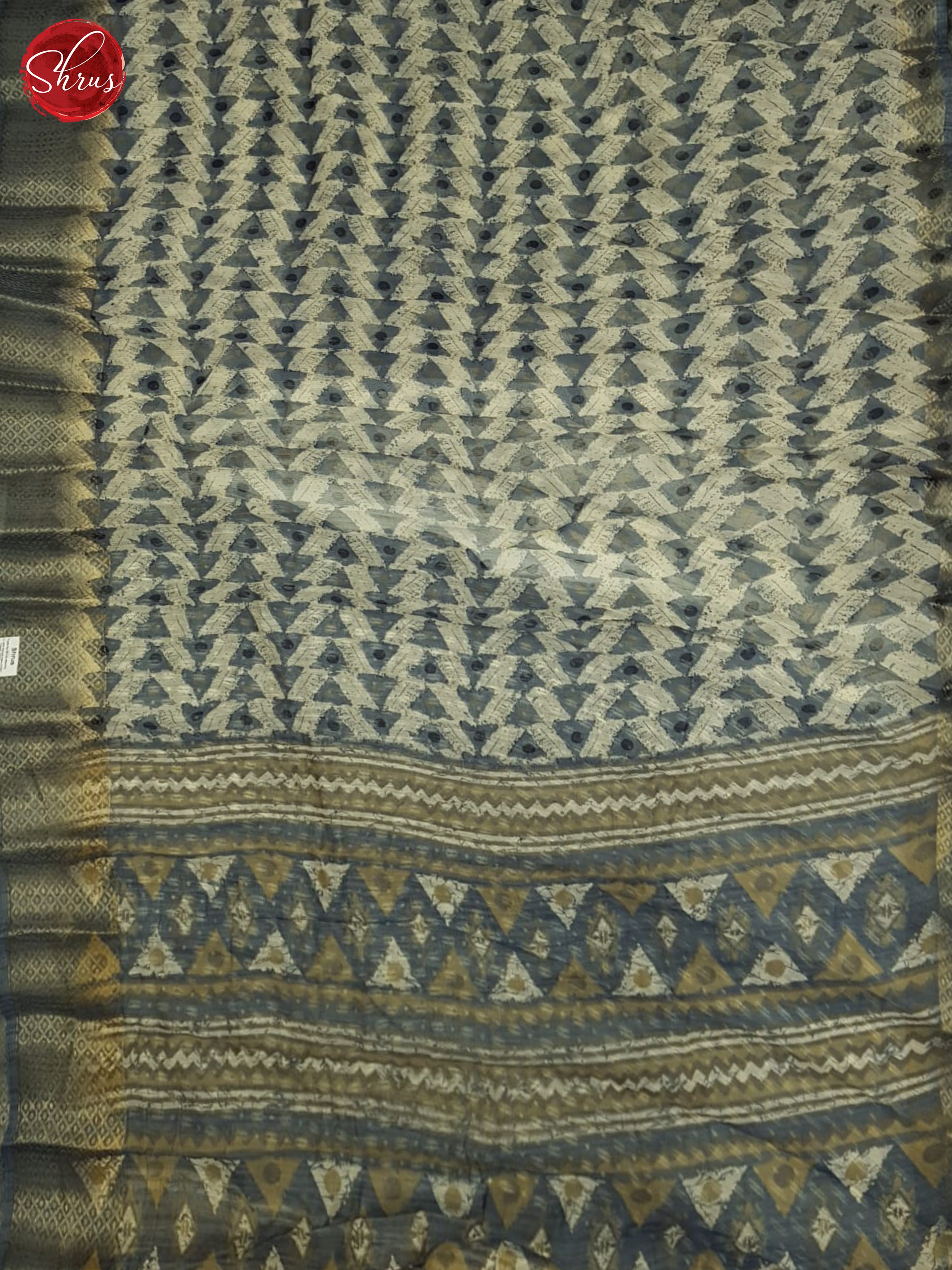 Cream And Blue-Semi gicha saree - Shop on ShrusEternity.com