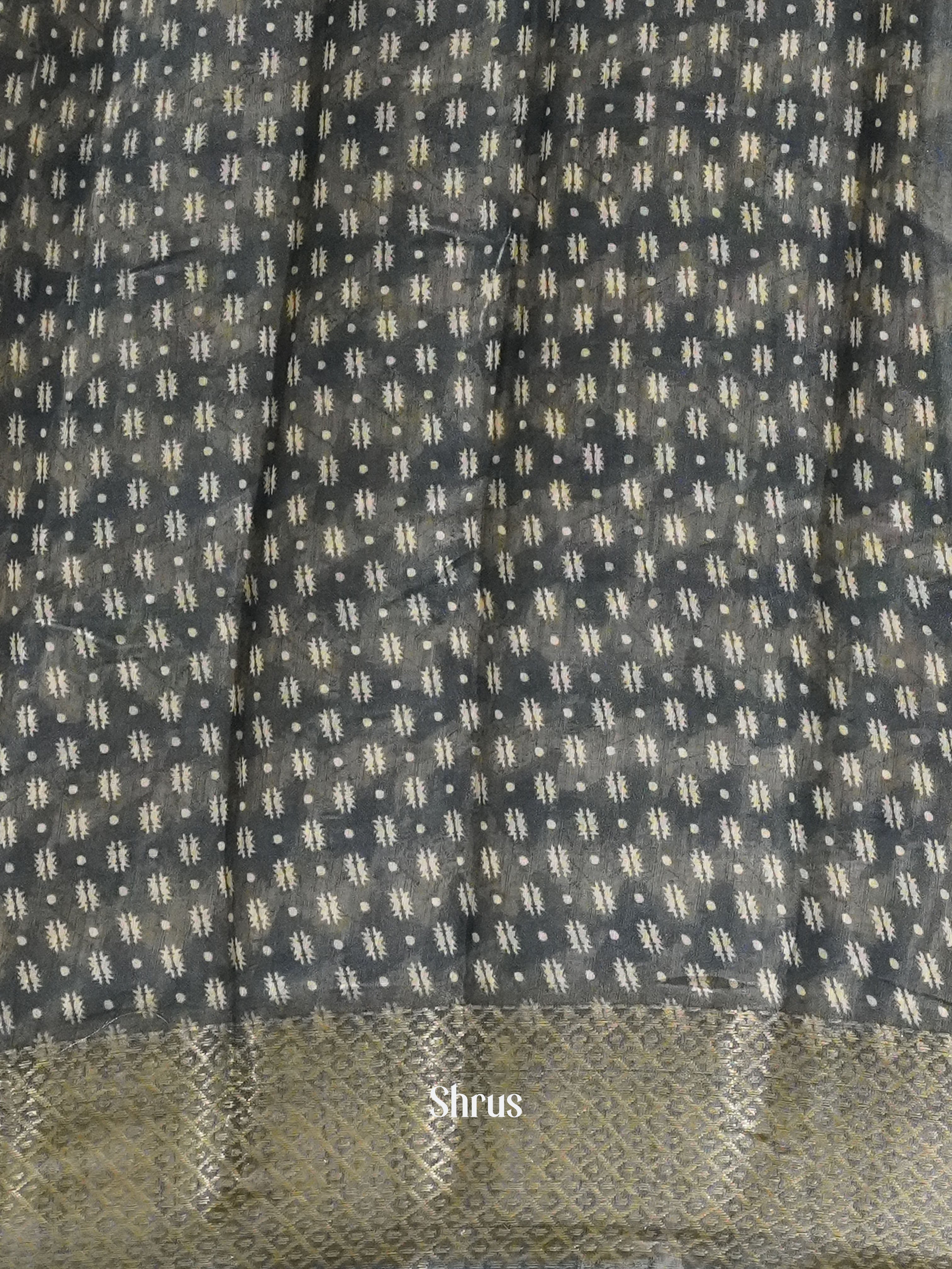 Cream And Blue-Semi gicha saree - Shop on ShrusEternity.com