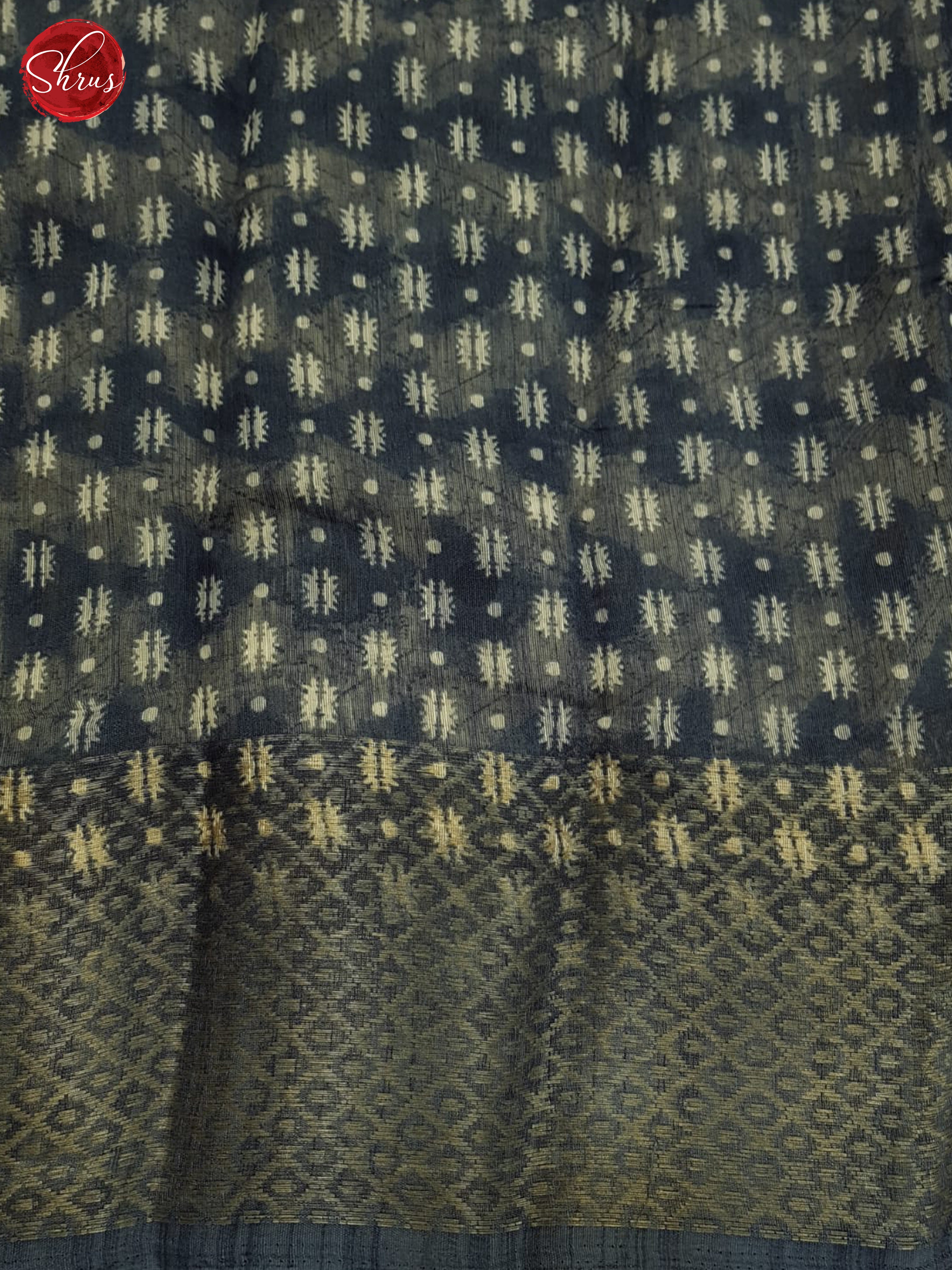 Cream And Blue-Semi gicha saree - Shop on ShrusEternity.com