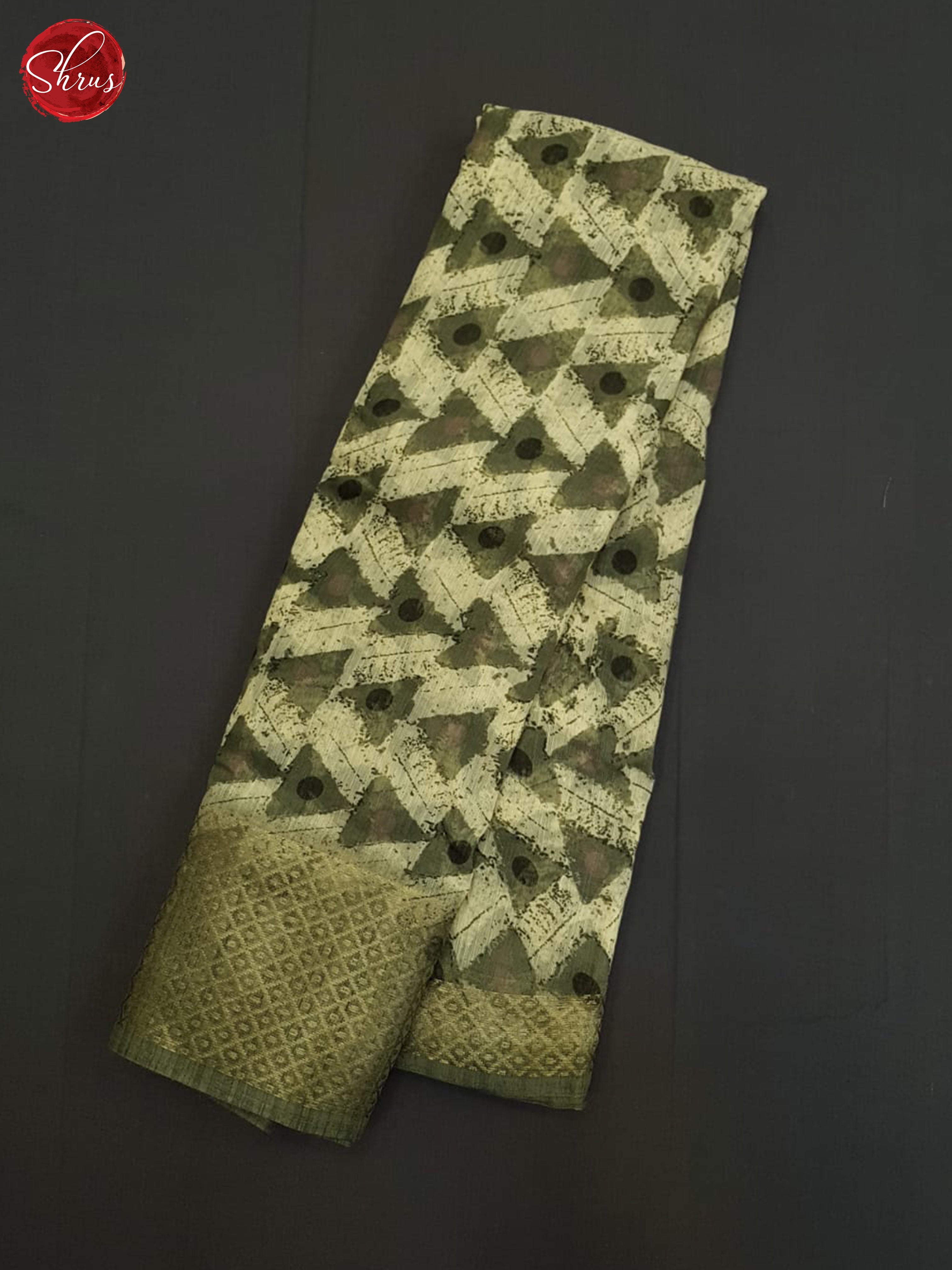 Cream And Green-Semi Gicha Saree - Shop on ShrusEternity.com