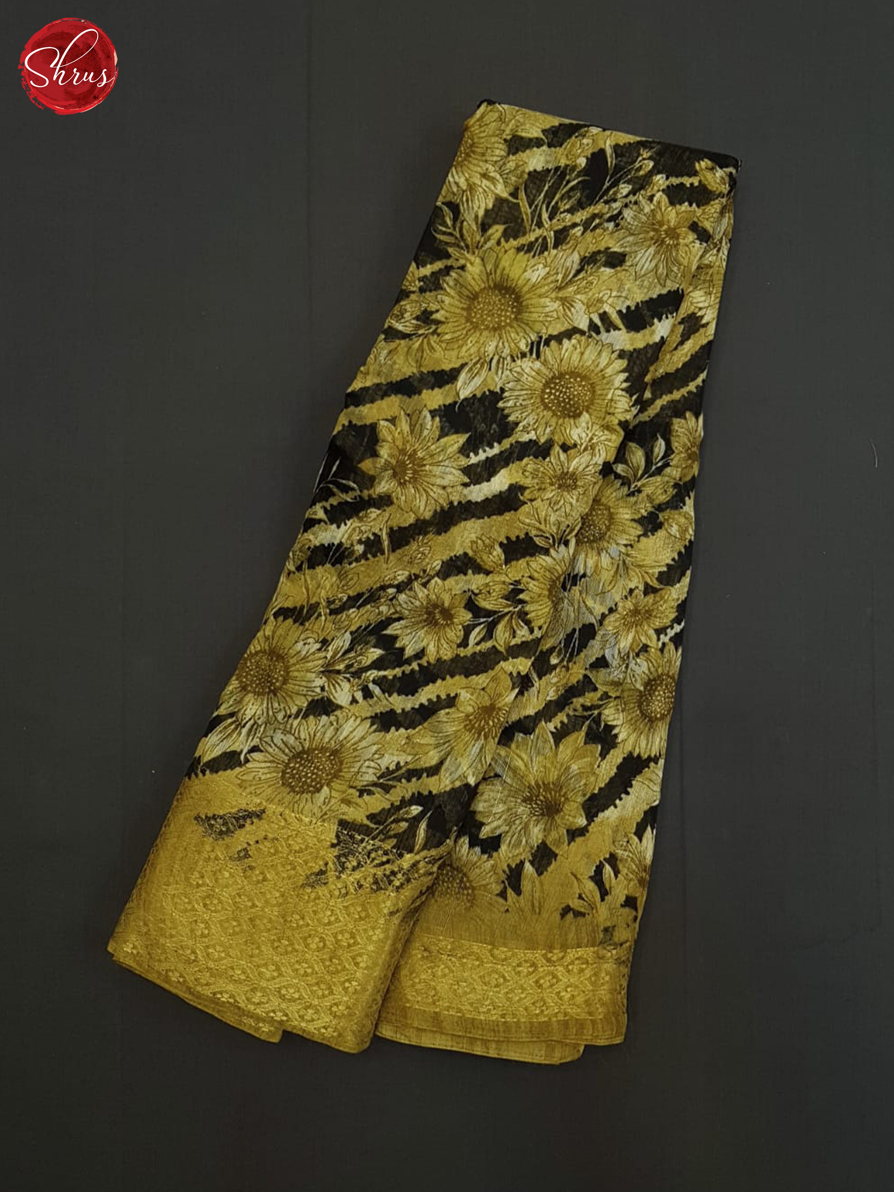 Black And Mustard-Semi Gicha Saree - Shop on ShrusEternity.com