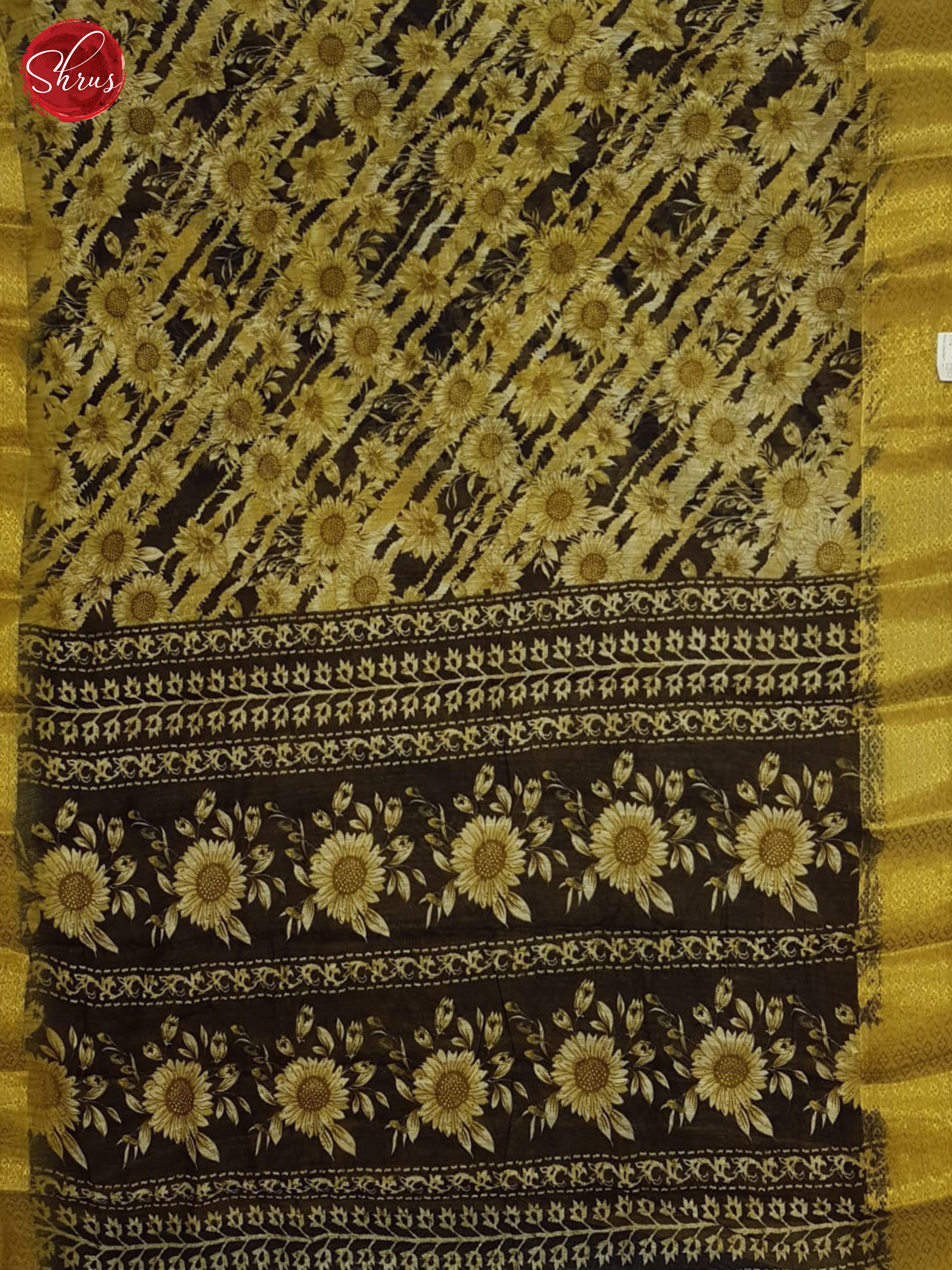 Black And Mustard-Semi Gicha Saree - Shop on ShrusEternity.com