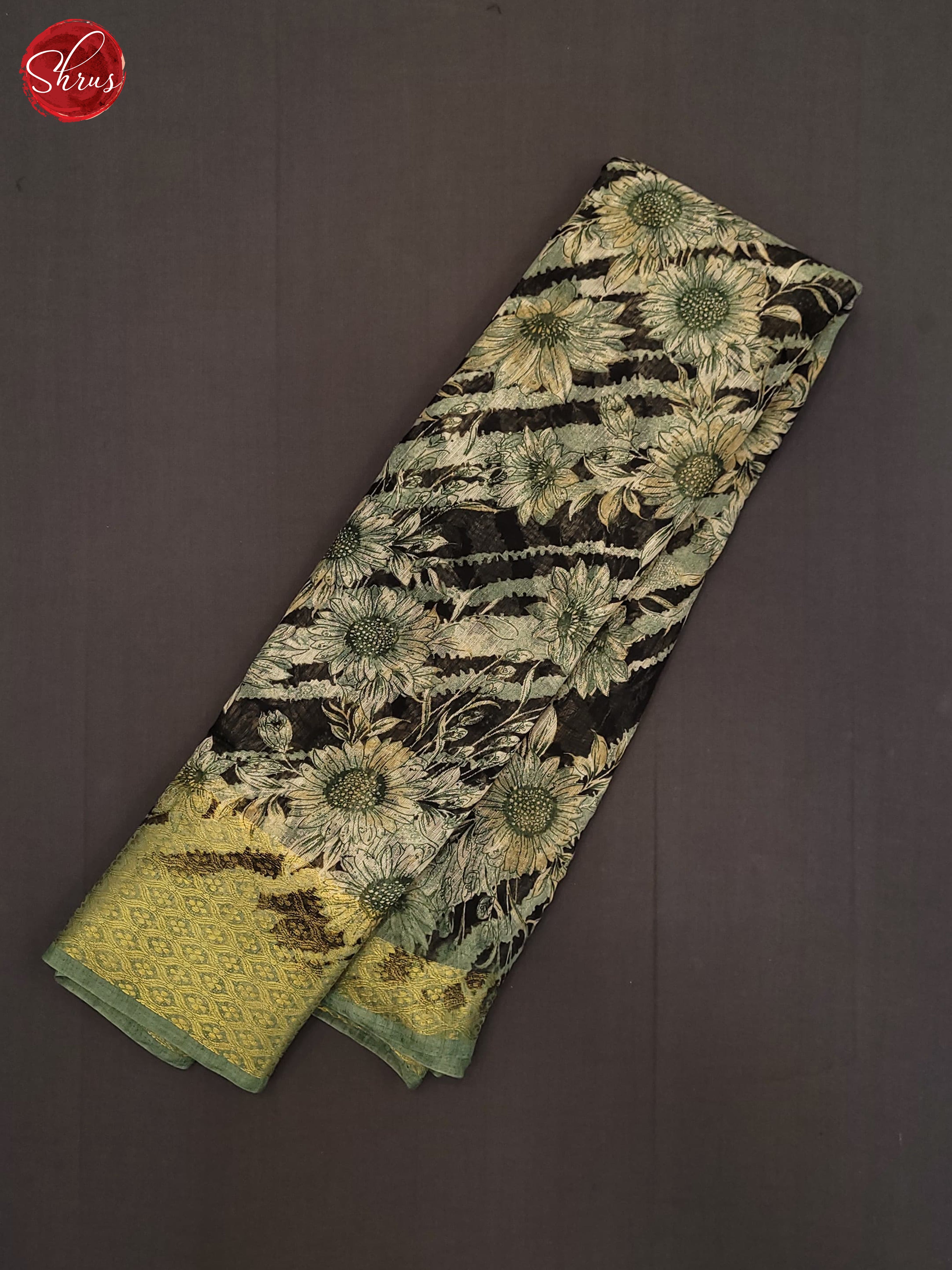 Black & Green- Semi Gicha Saree - Shop on ShrusEternity.com