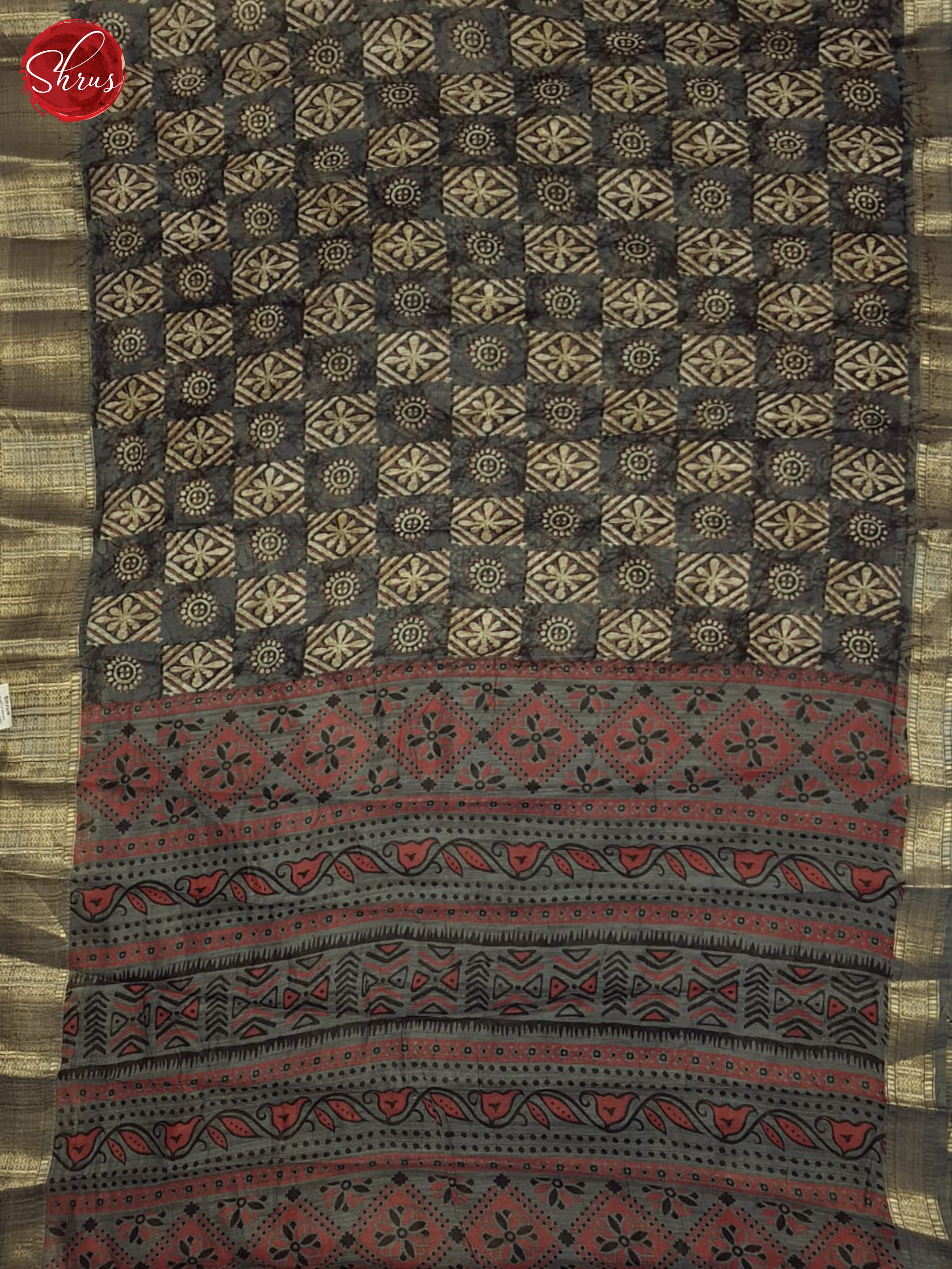 Grey(Single tone)-Semi gicha sree - Shop on ShrusEternity.com