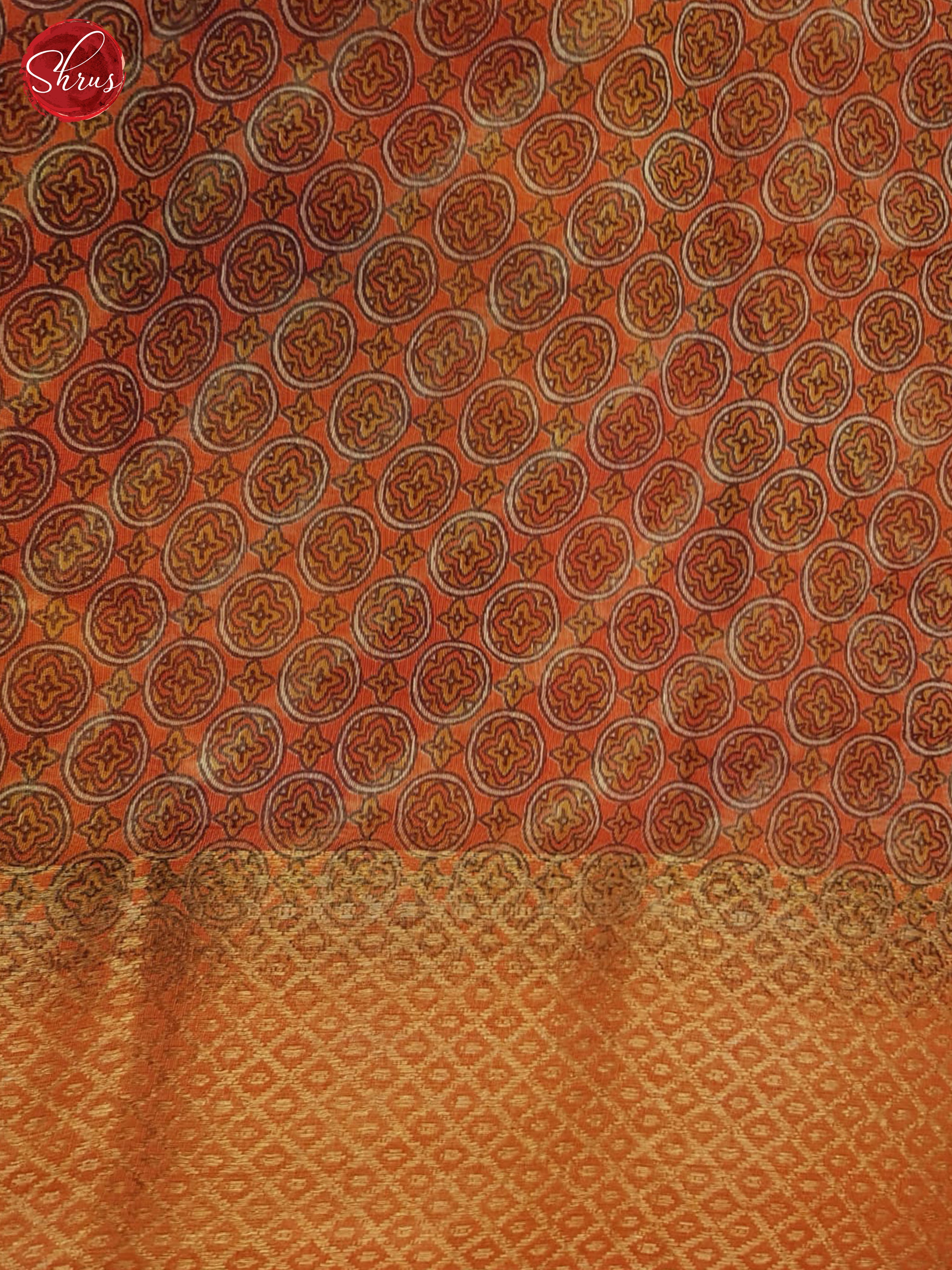 Orange(Single Tone)-Semi Gicha Saree - Shop on ShrusEternity.com
