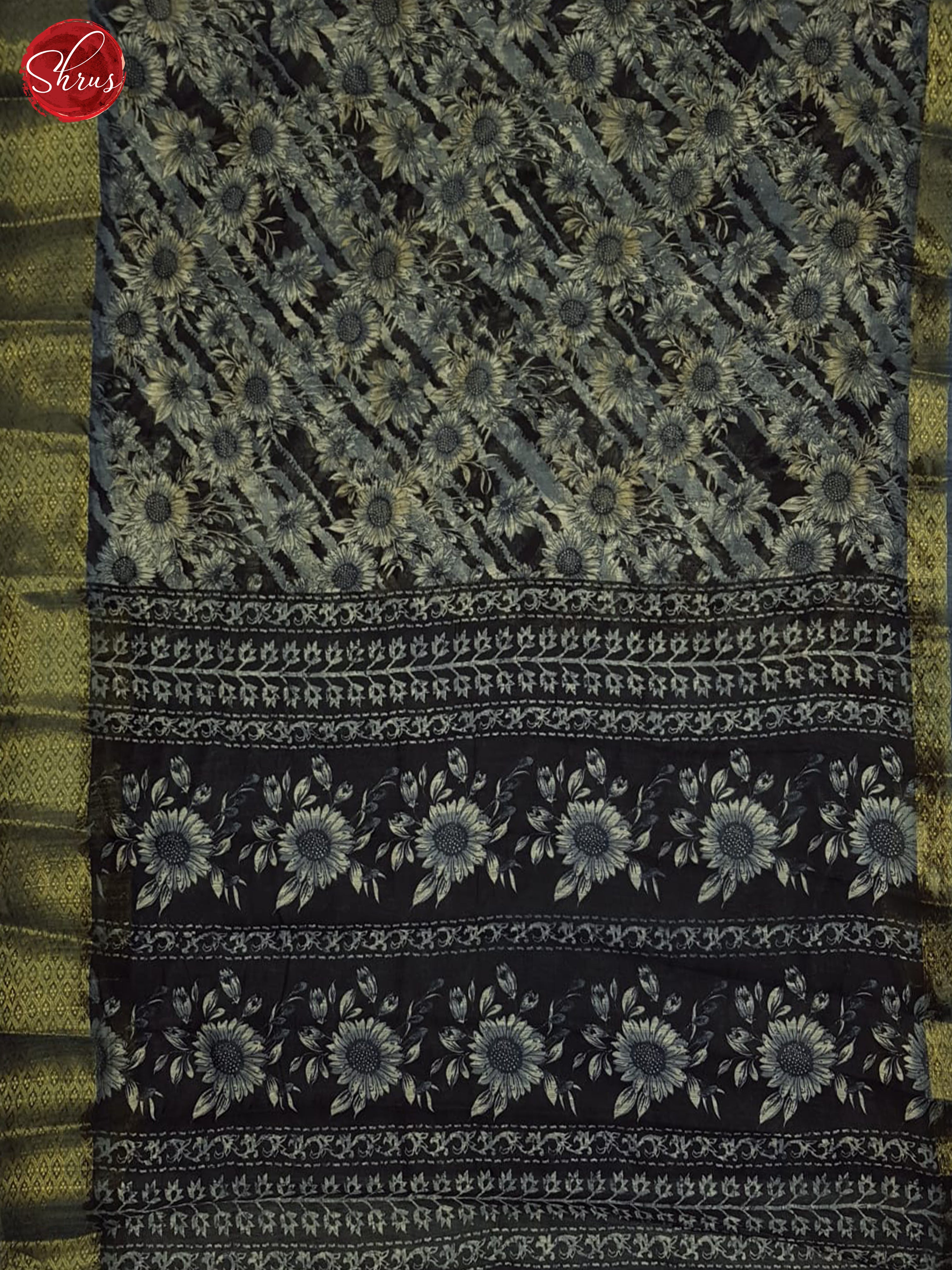 Black And Grey-Semi Gicha Saree - Shop on ShrusEternity.com