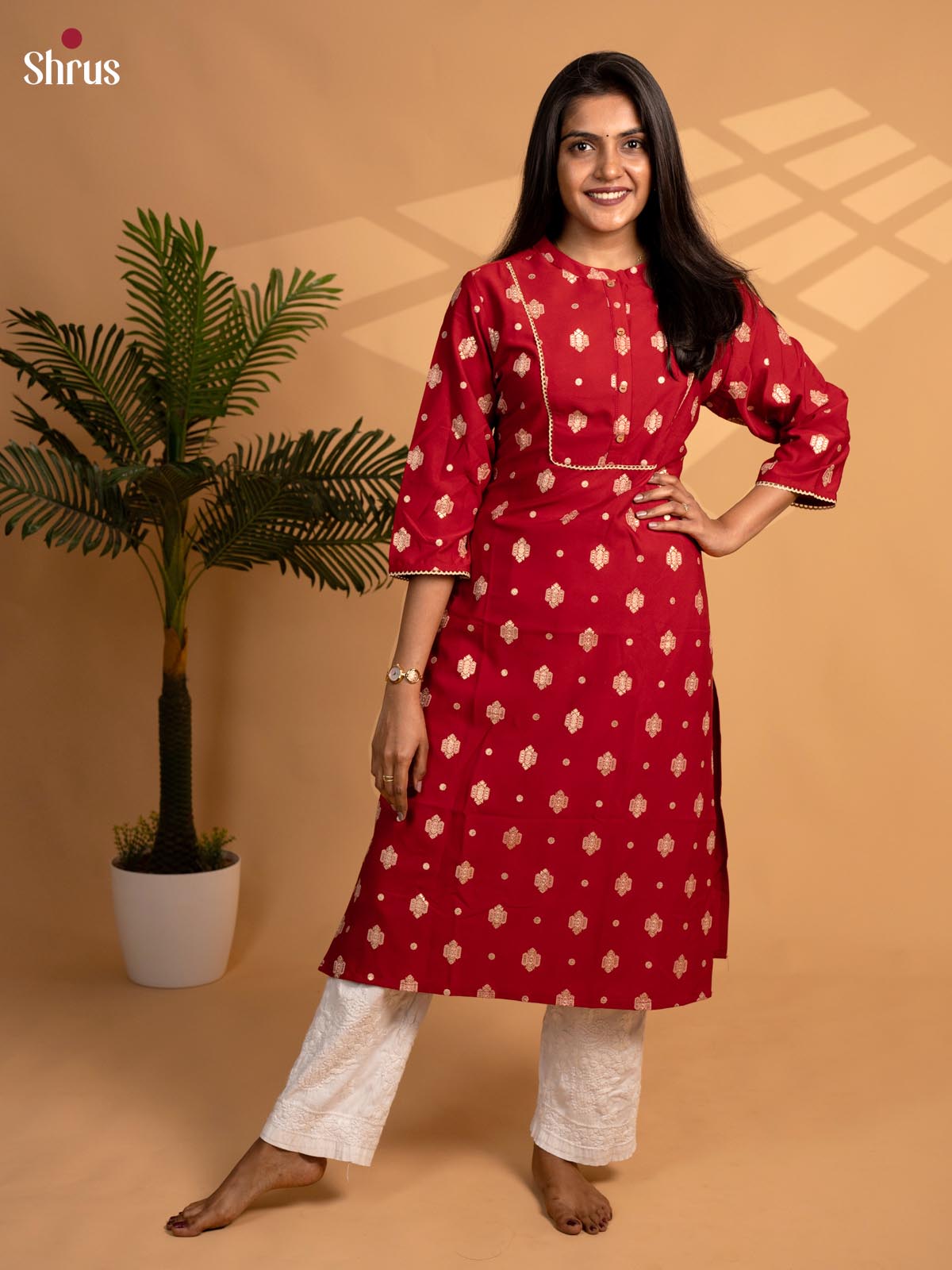 Maroon - Readymade Kurti - Shop on ShrusEternity.com
