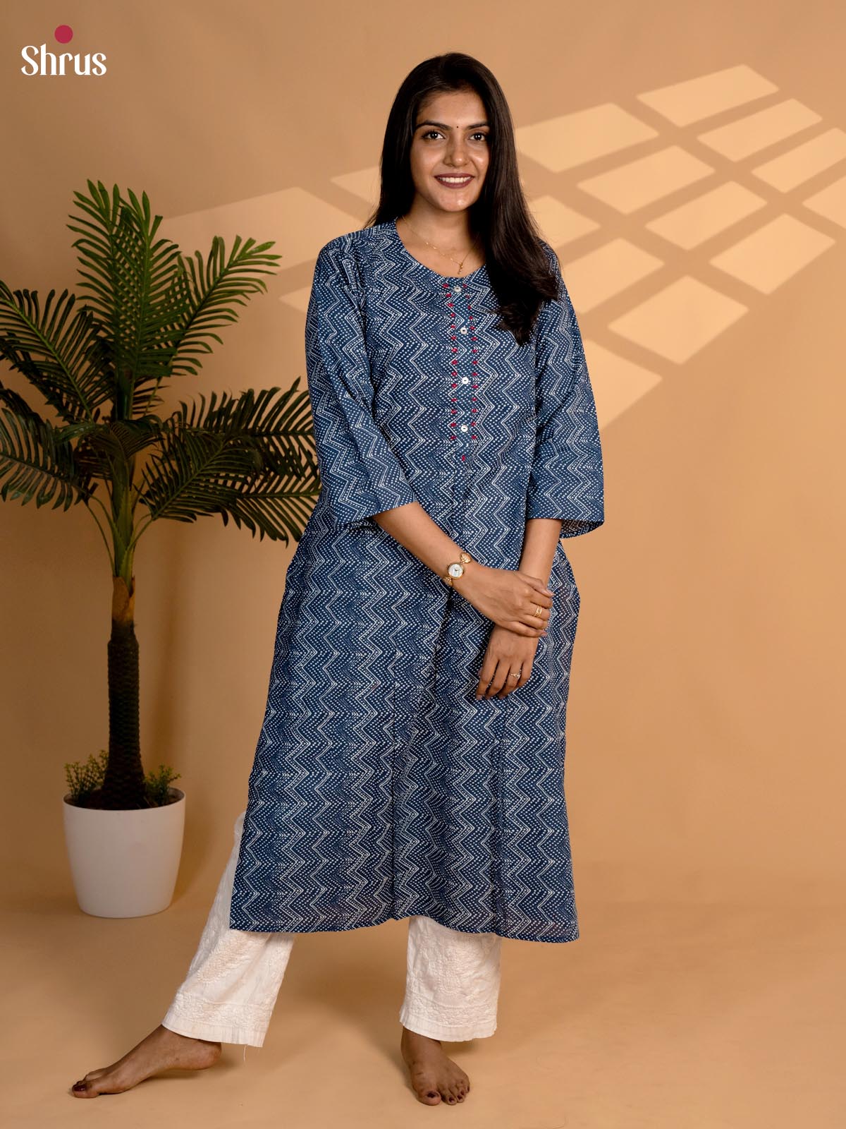 Blue - Readymade kurti - Shop on ShrusEternity.com