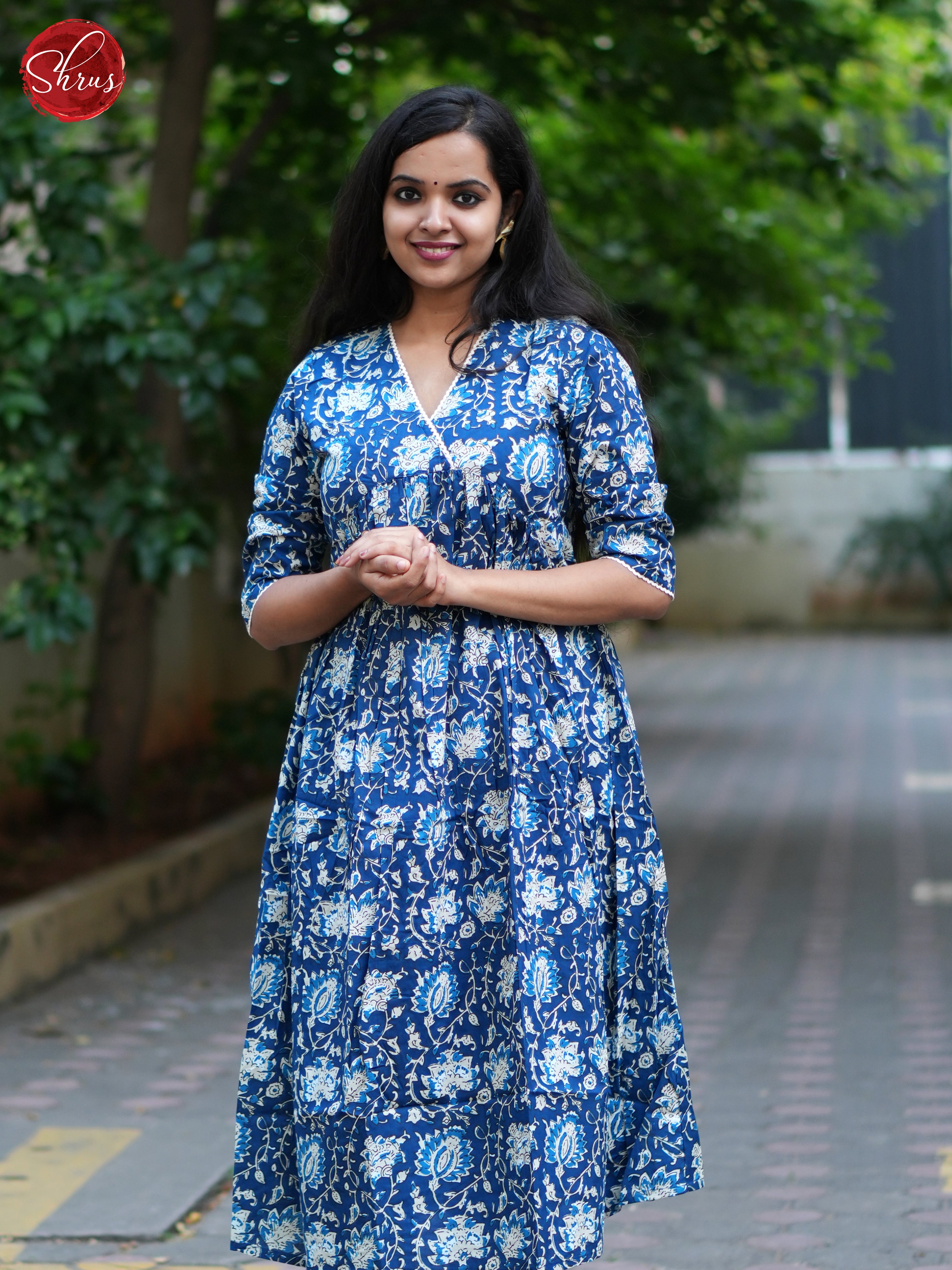 Blue - Casual Printed Readymade Kurti - Shop on ShrusEternity.com