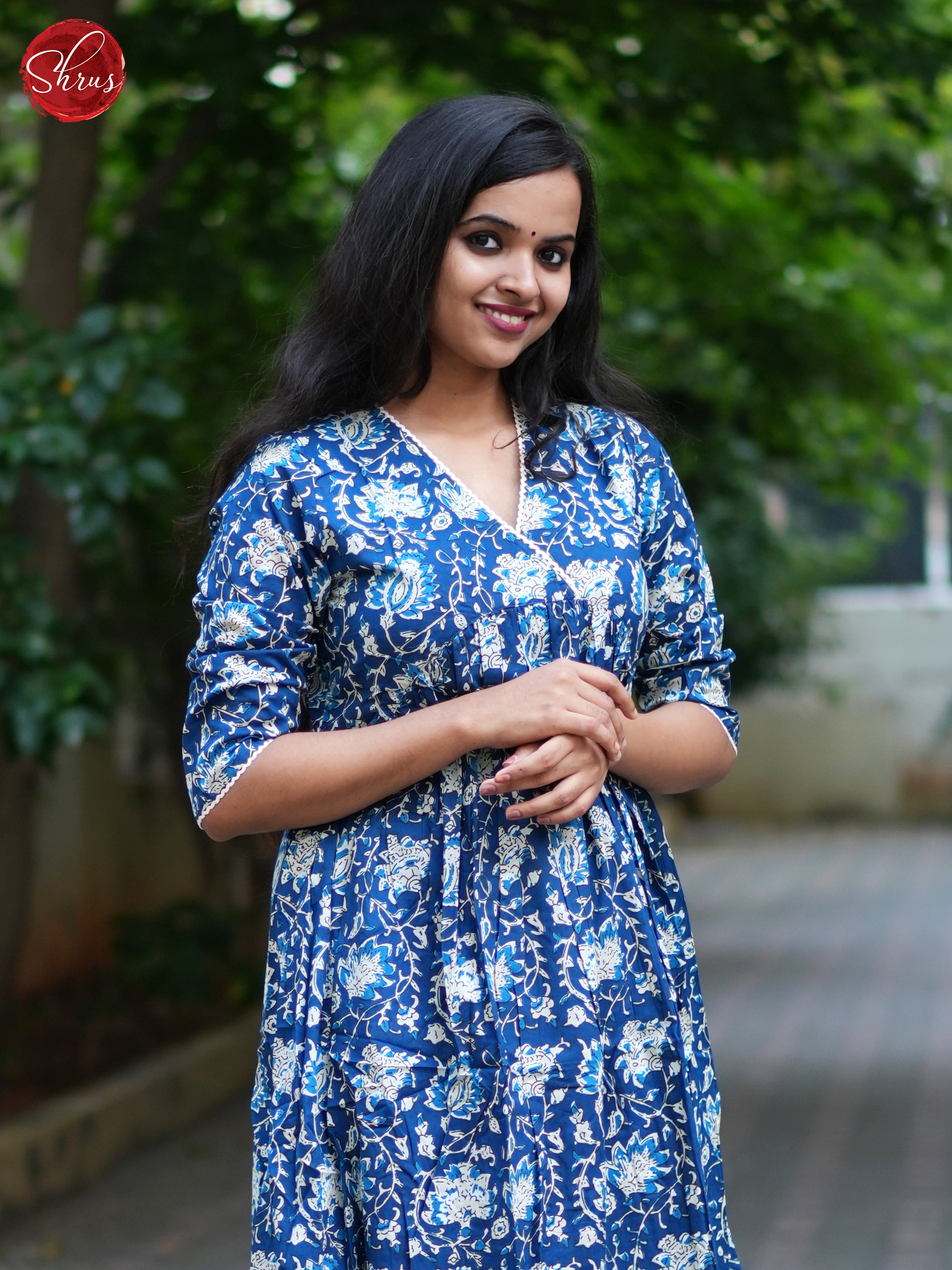 Blue - Casual Printed Readymade Kurti - Shop on ShrusEternity.com