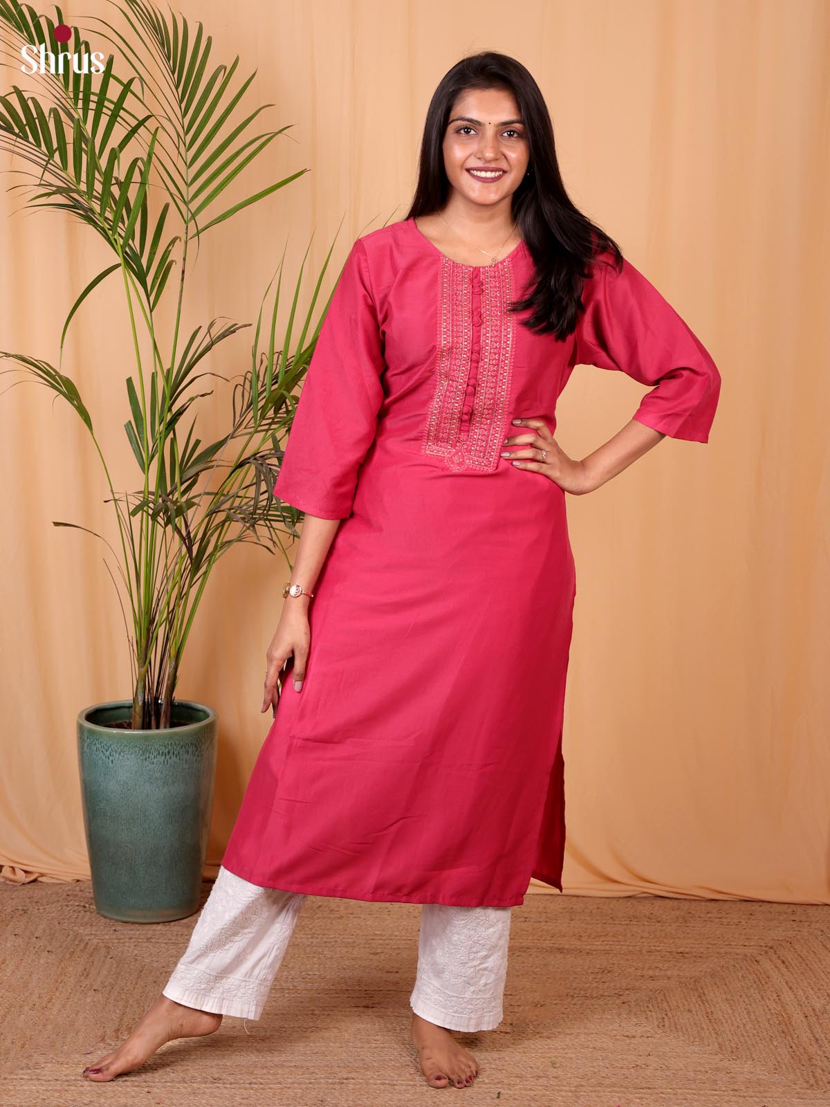 Red - Readymade kurti - Shop on ShrusEternity.com