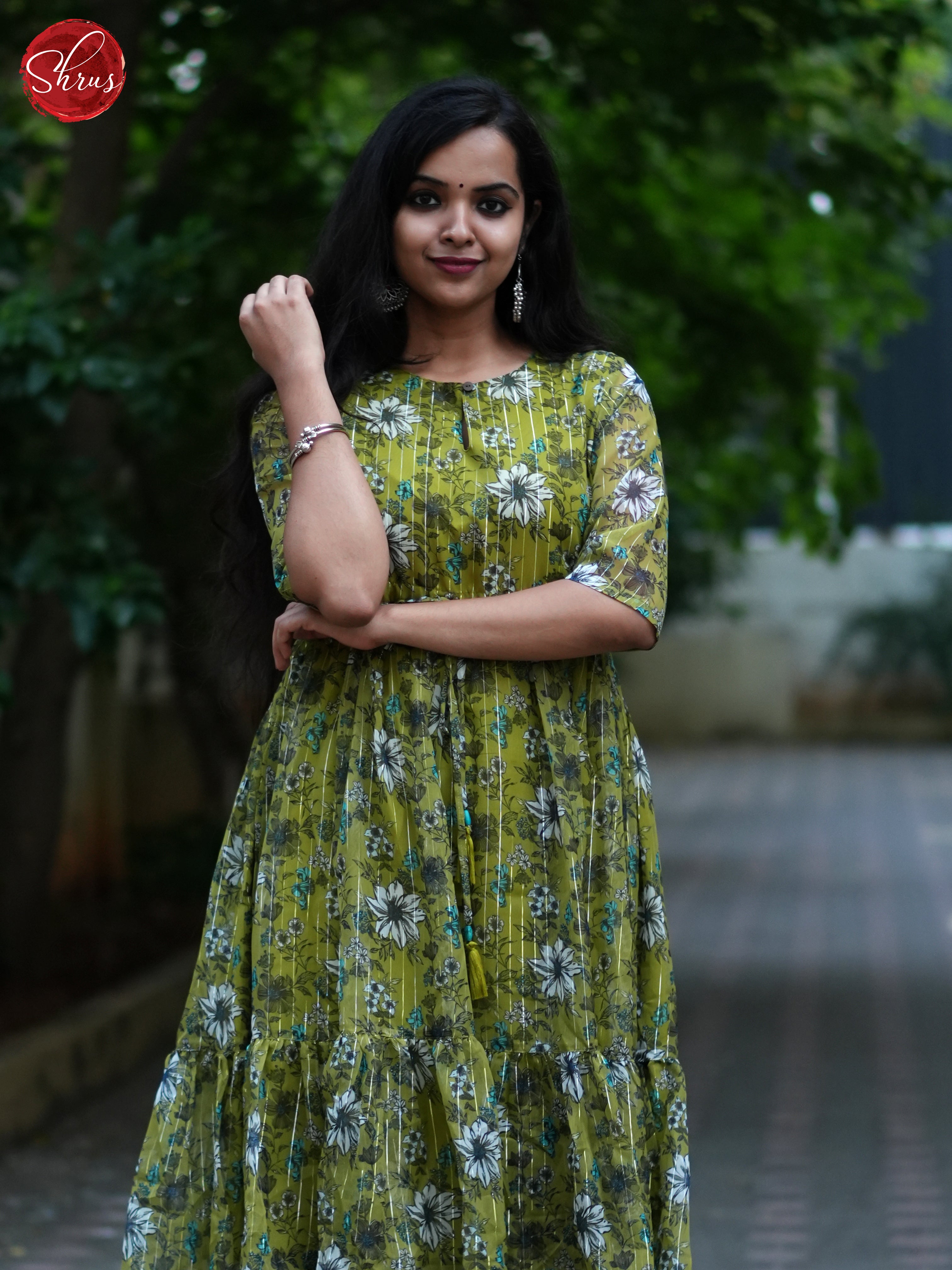 Green -Cotton Printed Readymade Kurti - Shop on ShrusEternity.com