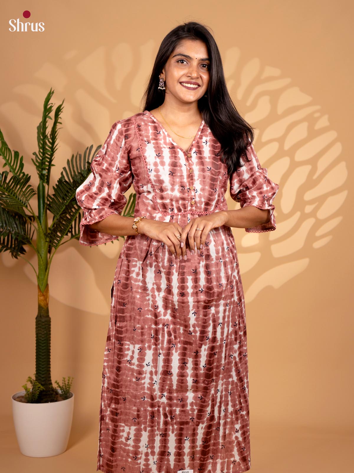 Brown- Readymade Kurti - Shop on ShrusEternity.com