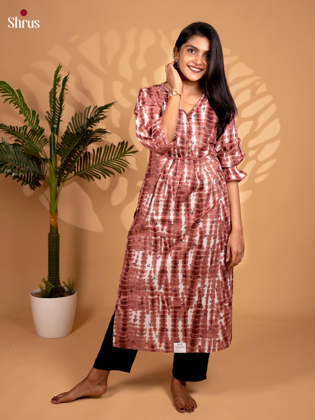 Brown- Readymade Kurti - Shop on ShrusEternity.com