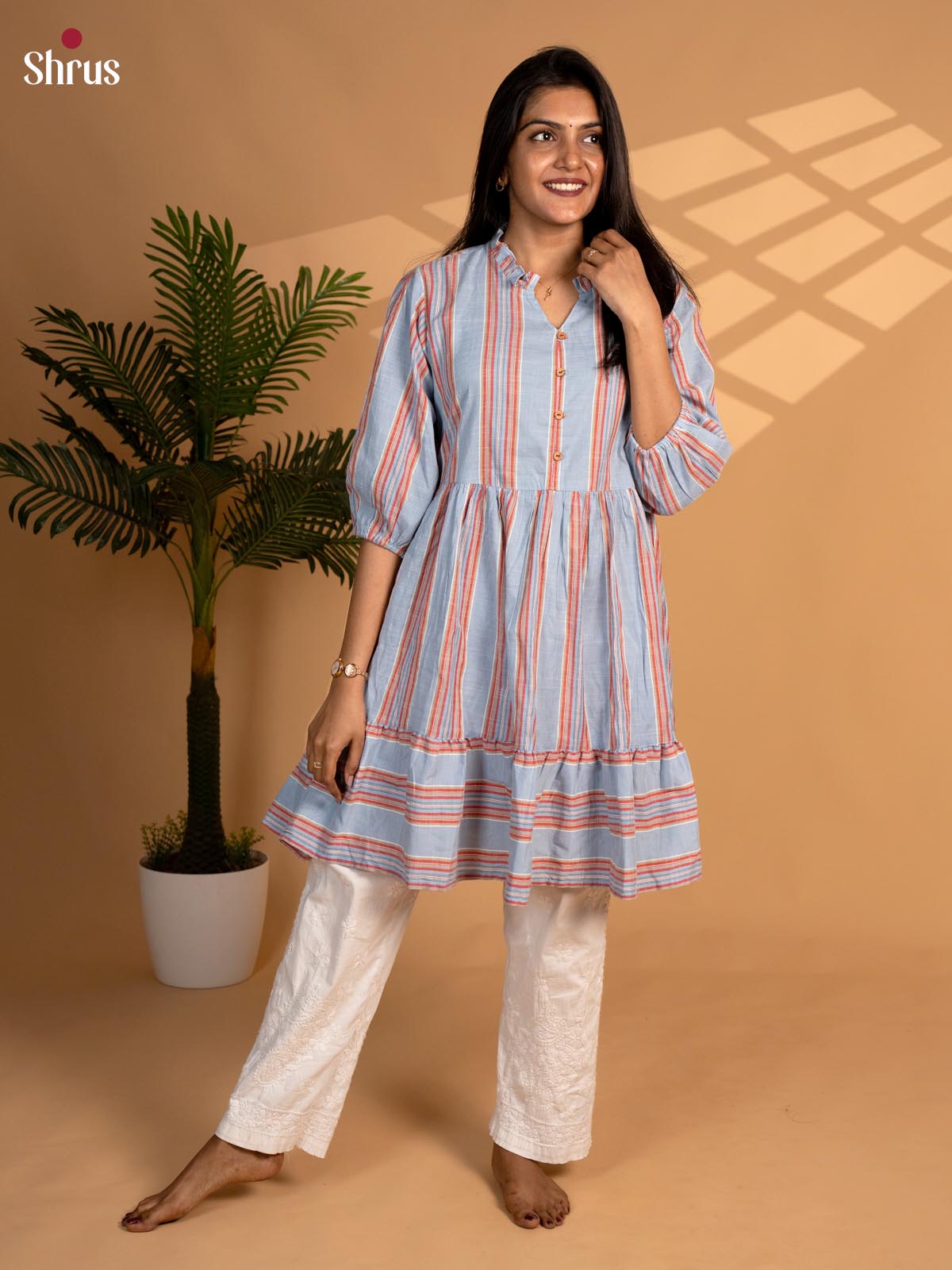 Blue - Readymade Kurti - Shop on ShrusEternity.com