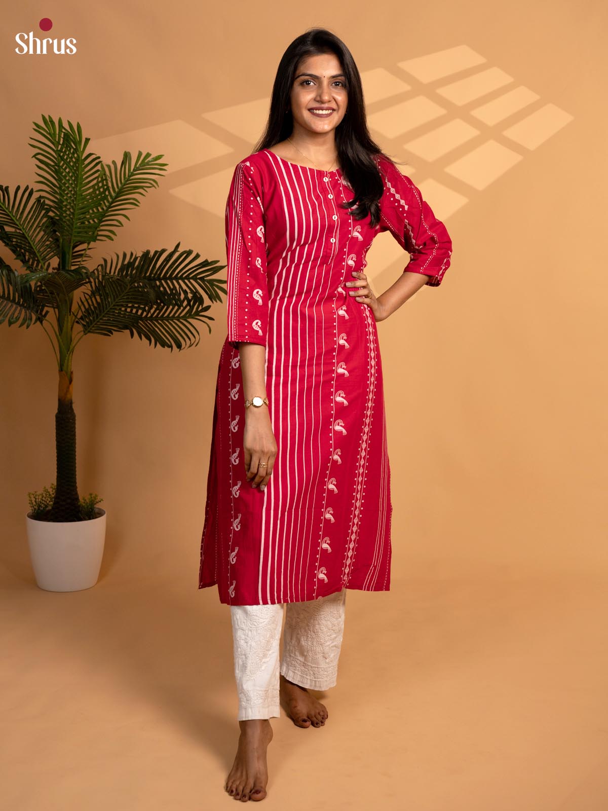Red - Readymade Kurti - Shop on ShrusEternity.com