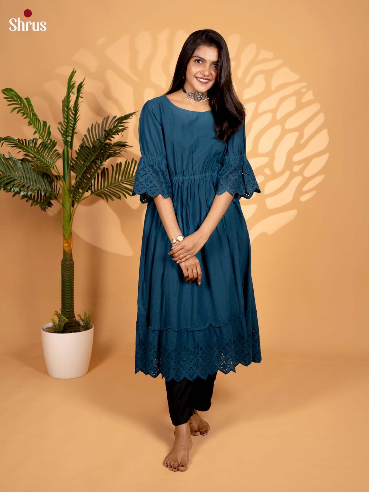 Blue - Hakoba Readymade Kurti - Shop on ShrusEternity.com
