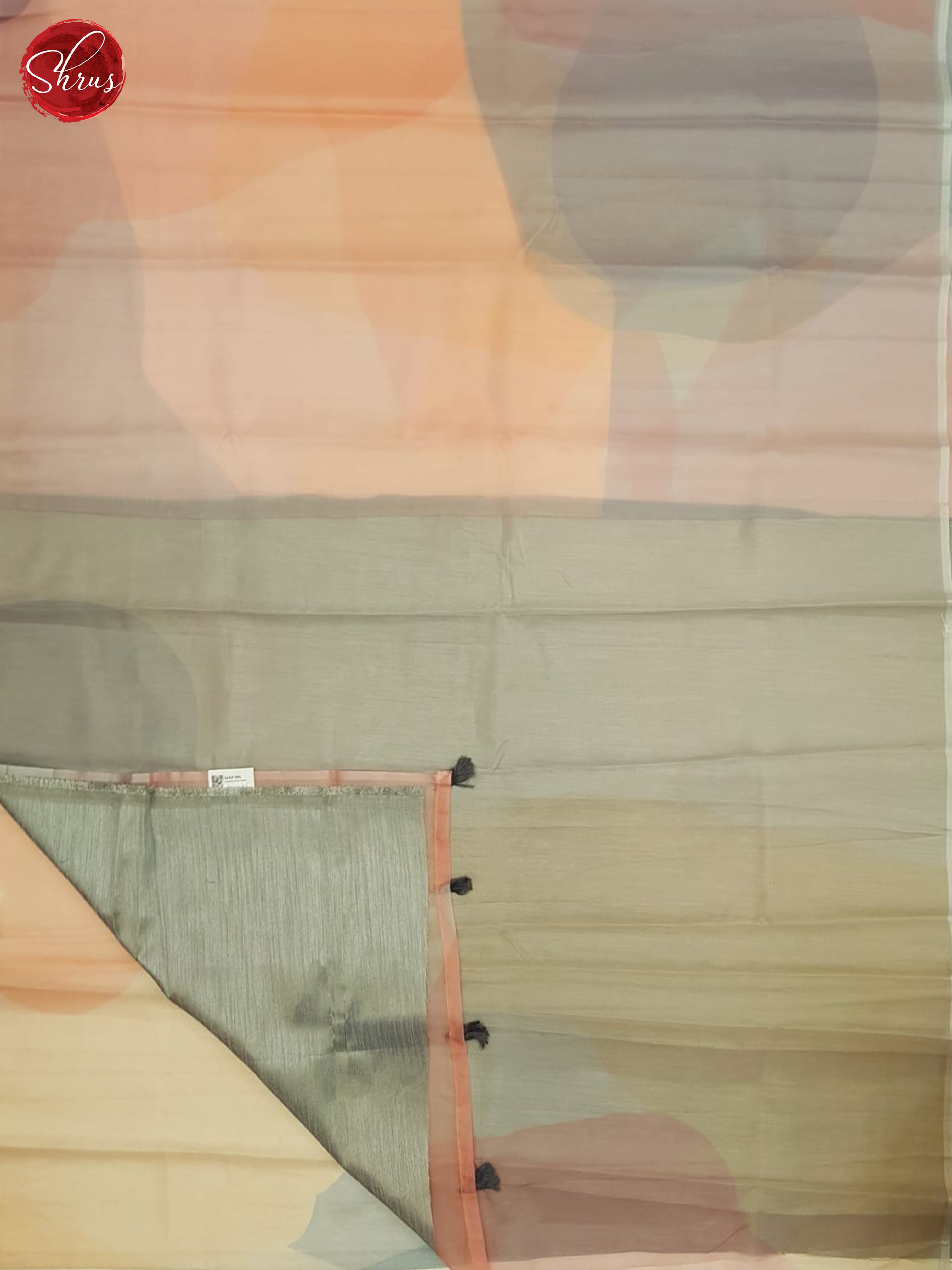 Peaches Pink And Grey - Semi Organza Saree - Shop on ShrusEternity.com