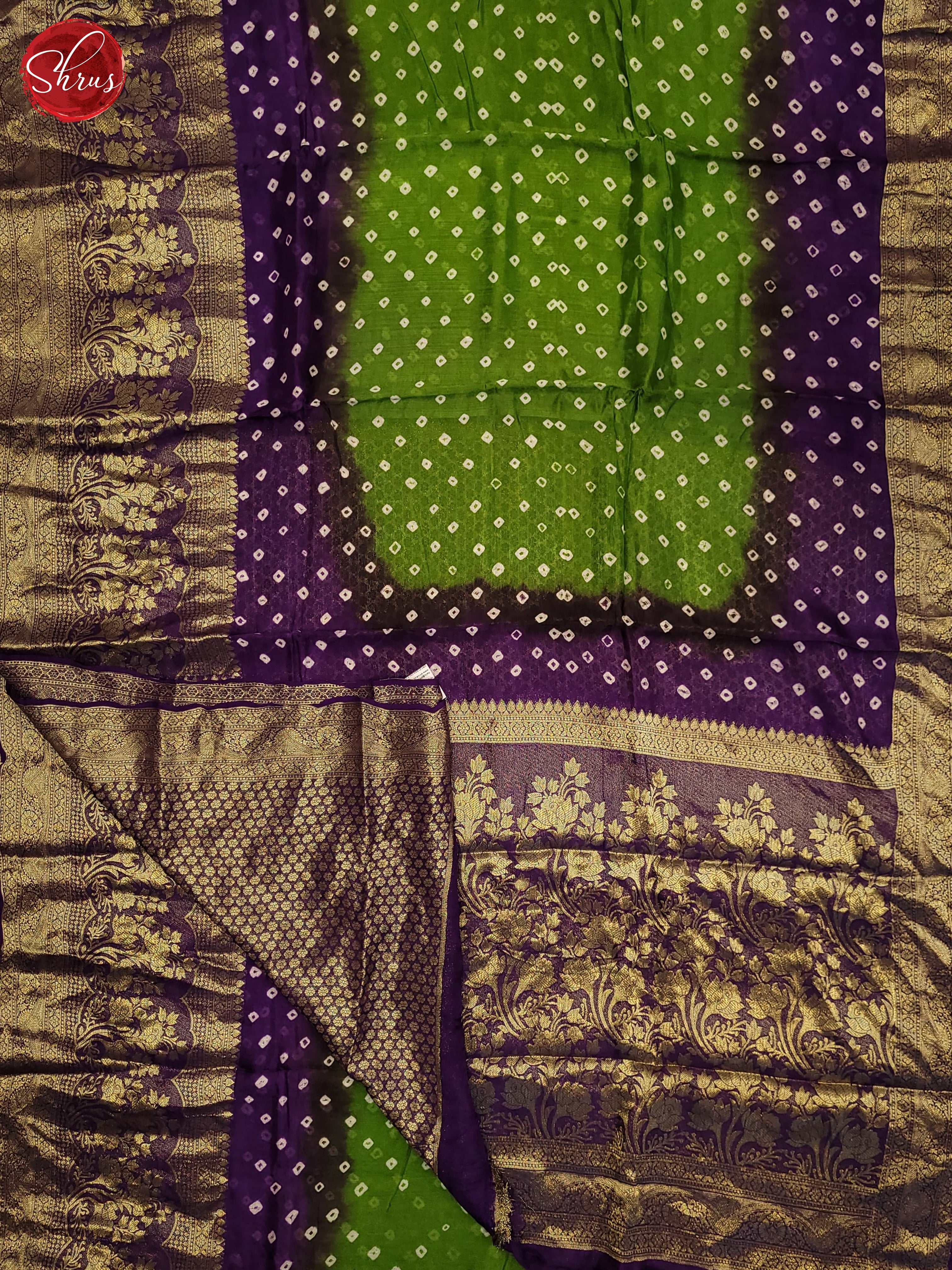 Green & Purple - Art Bandhini Saree - Shop on ShrusEternity.com
