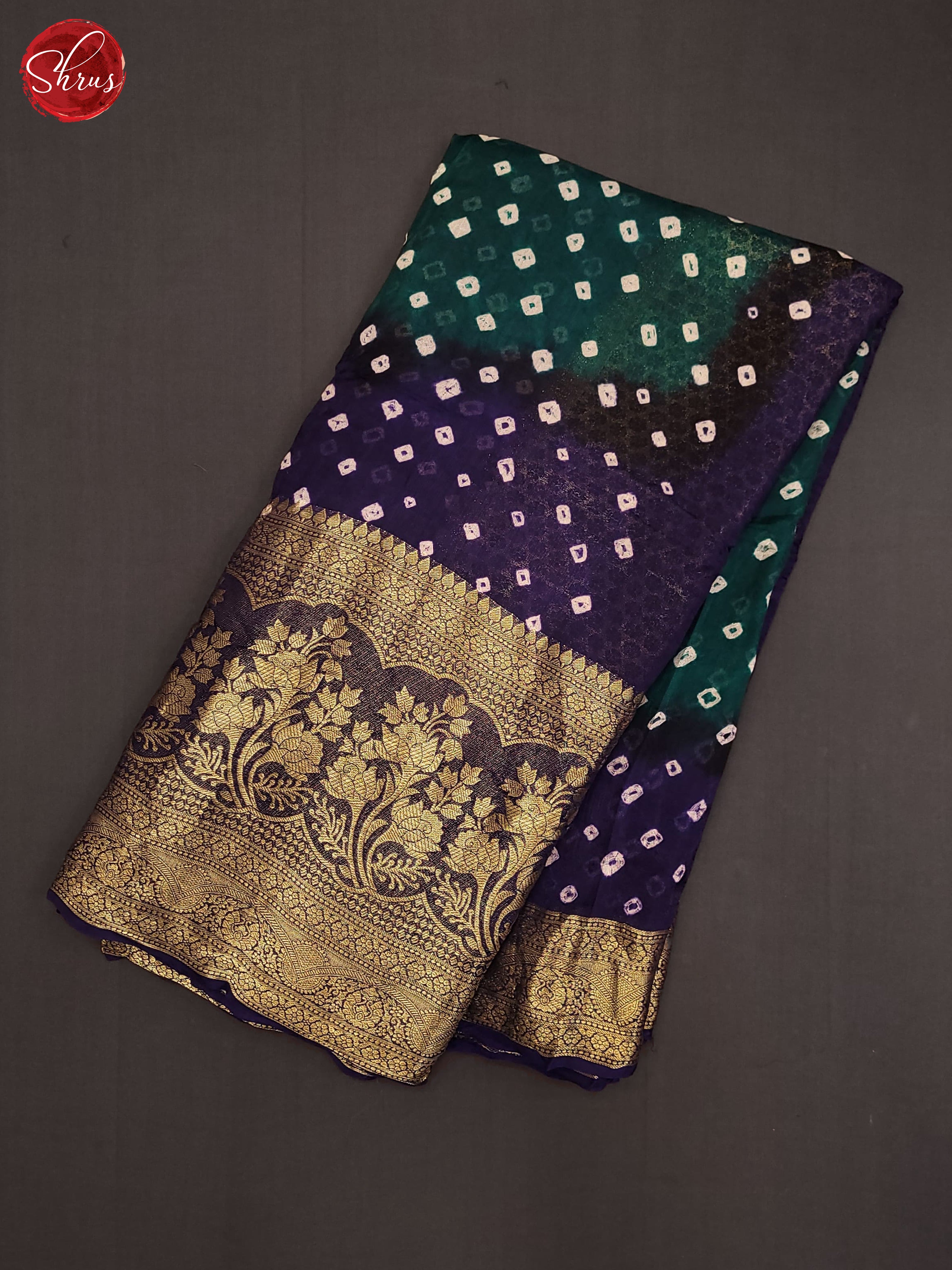 Green & Blue - Art Bandhini Saree - Shop on ShrusEternity.com