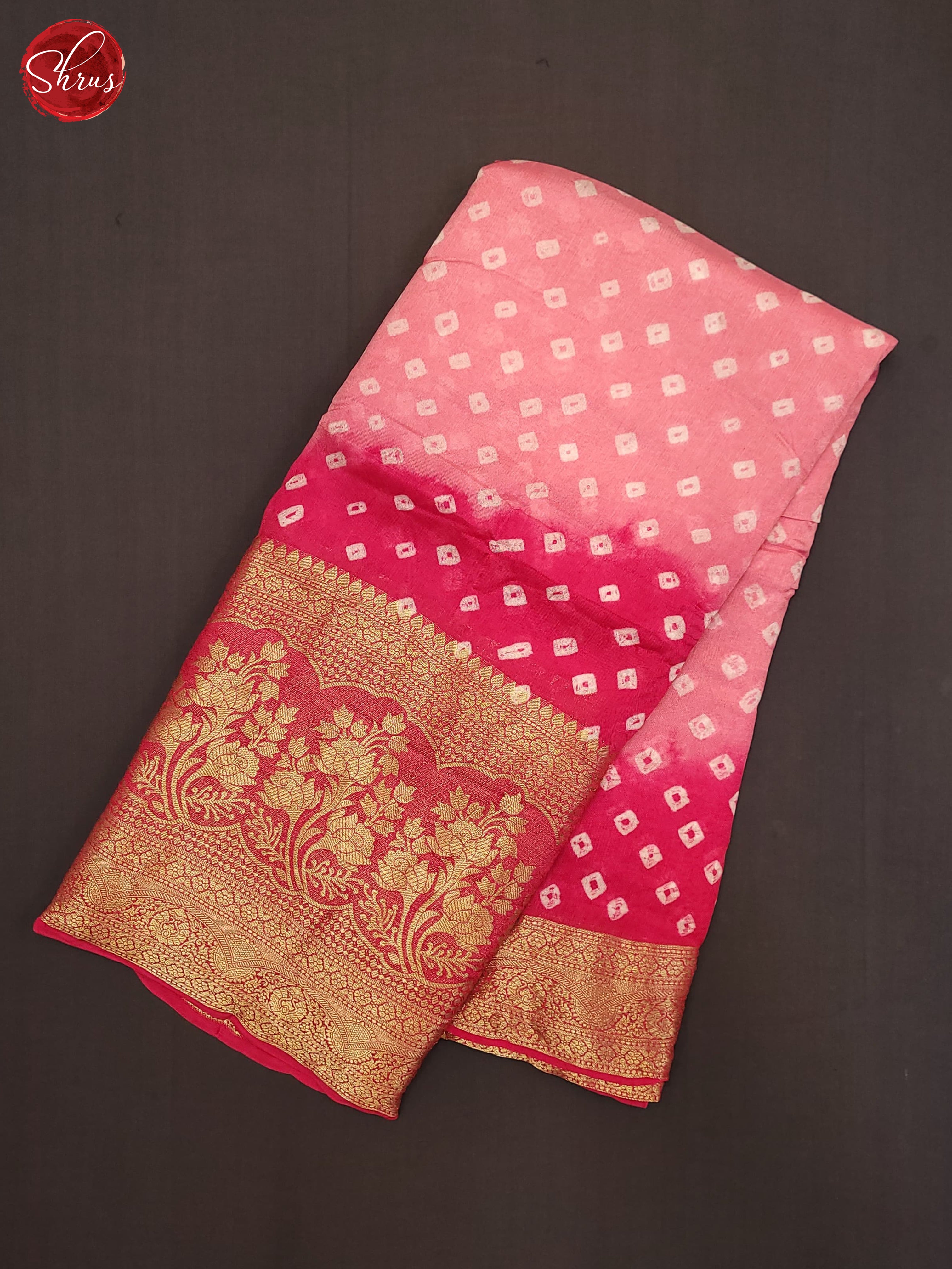 Light Pink & Pink - Art Bandhini Saree - Shop on ShrusEternity.com