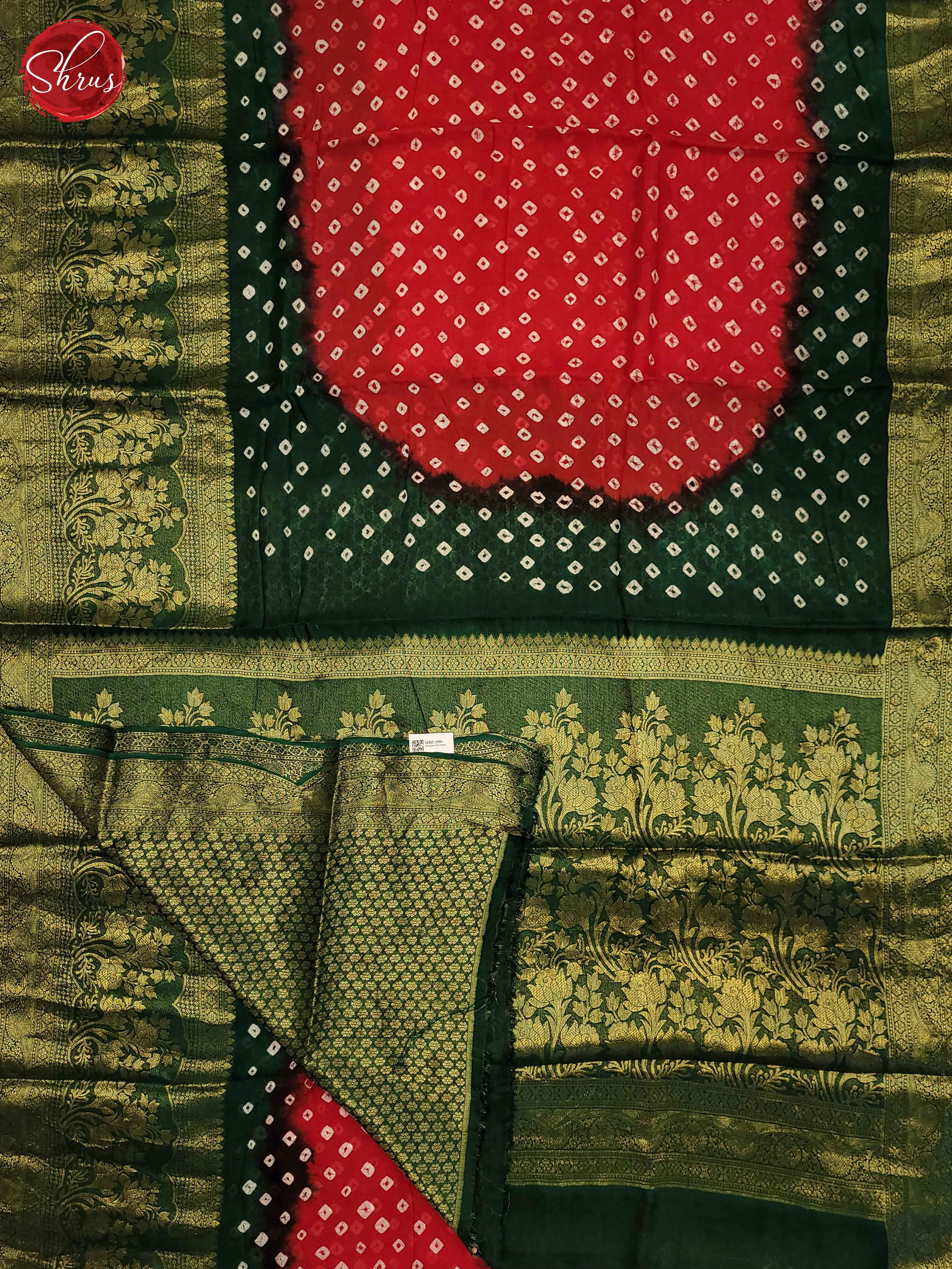 Red & Green - Art Bandhini Saree - Shop on ShrusEternity.com
