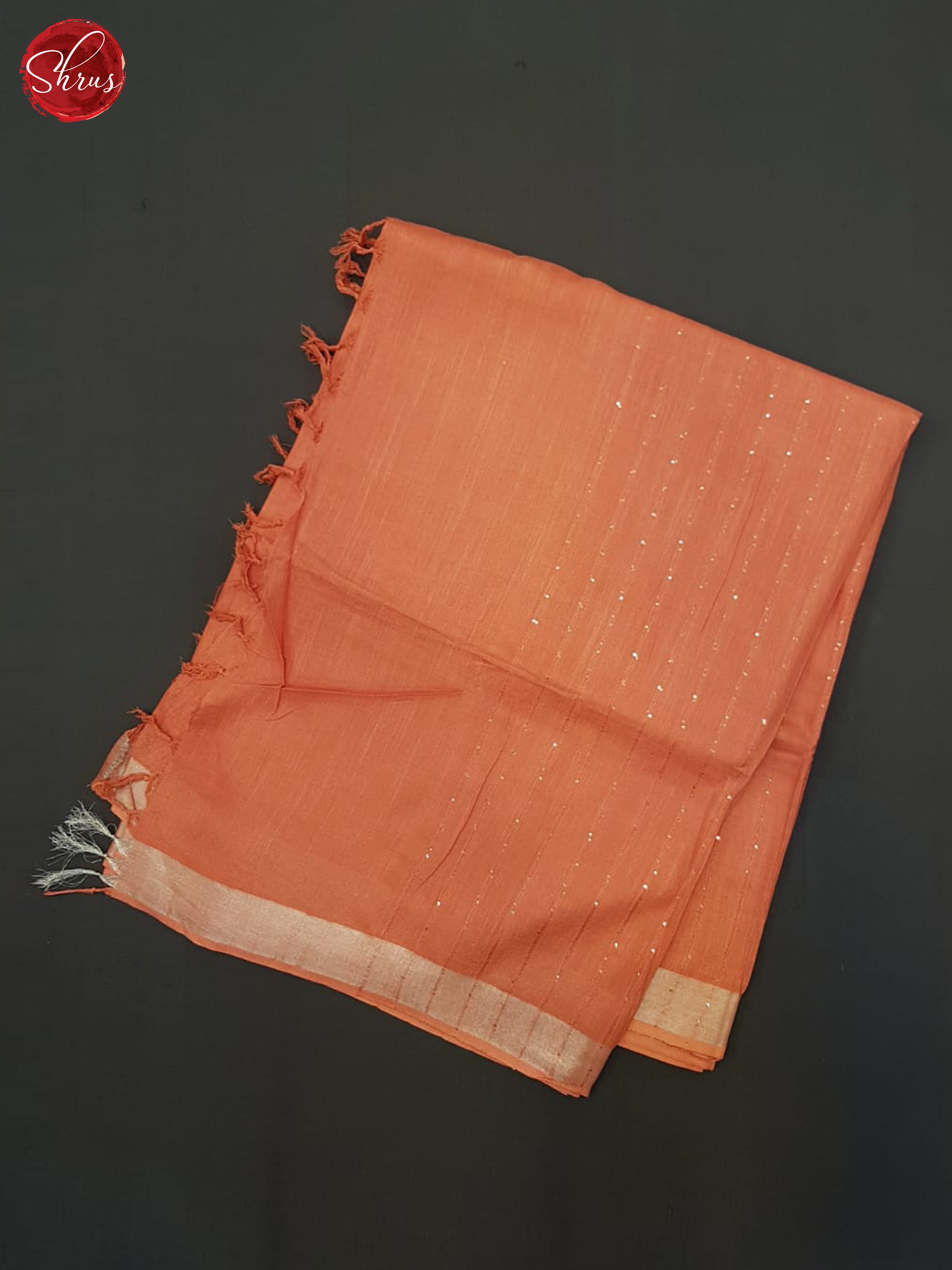 Orangish pink(single tone) - Linen Cotton Saree - Shop on ShrusEternity.com