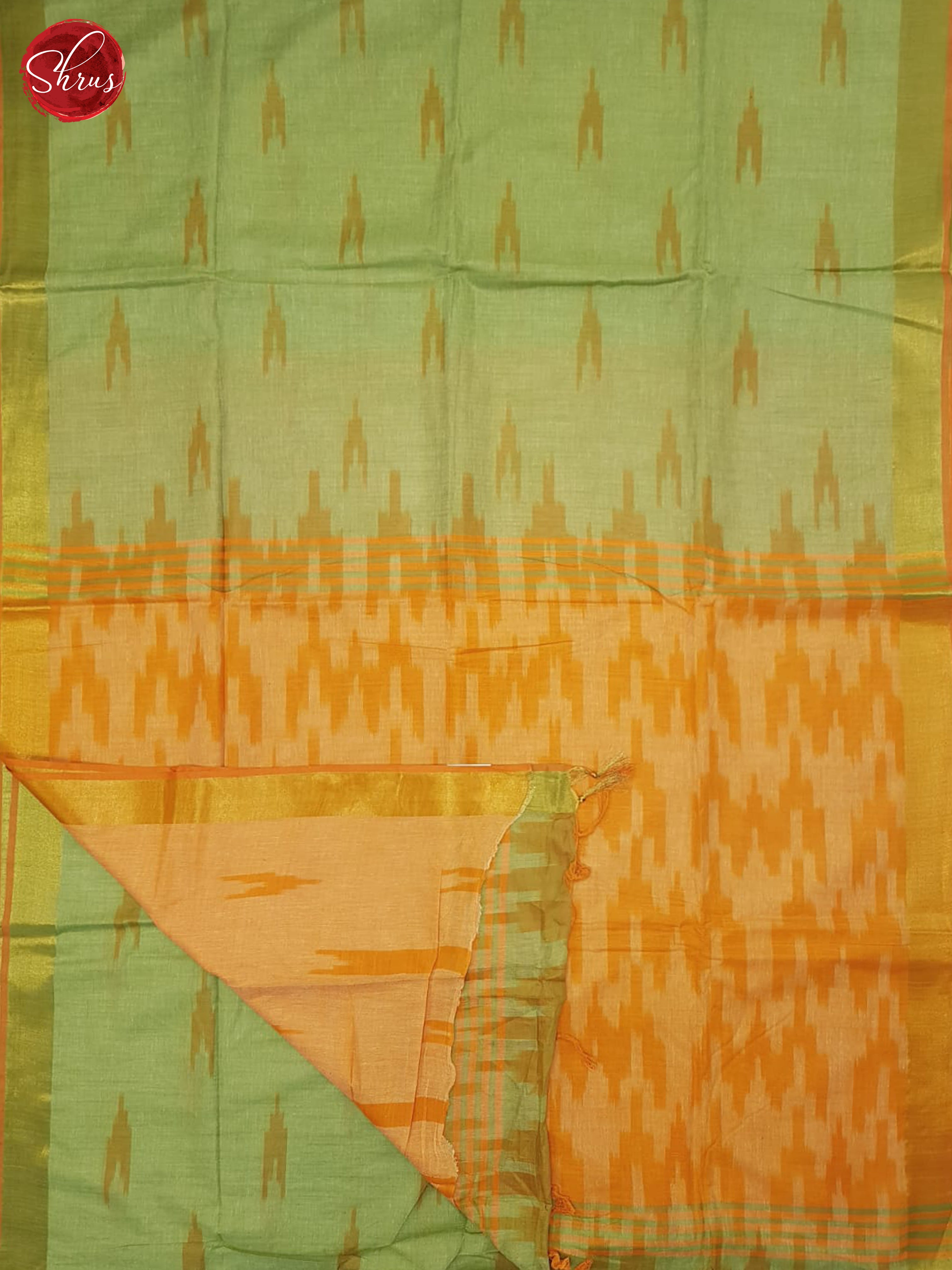 Green and Orange - Semi Ikkat Saree - Shop on ShrusEternity.com