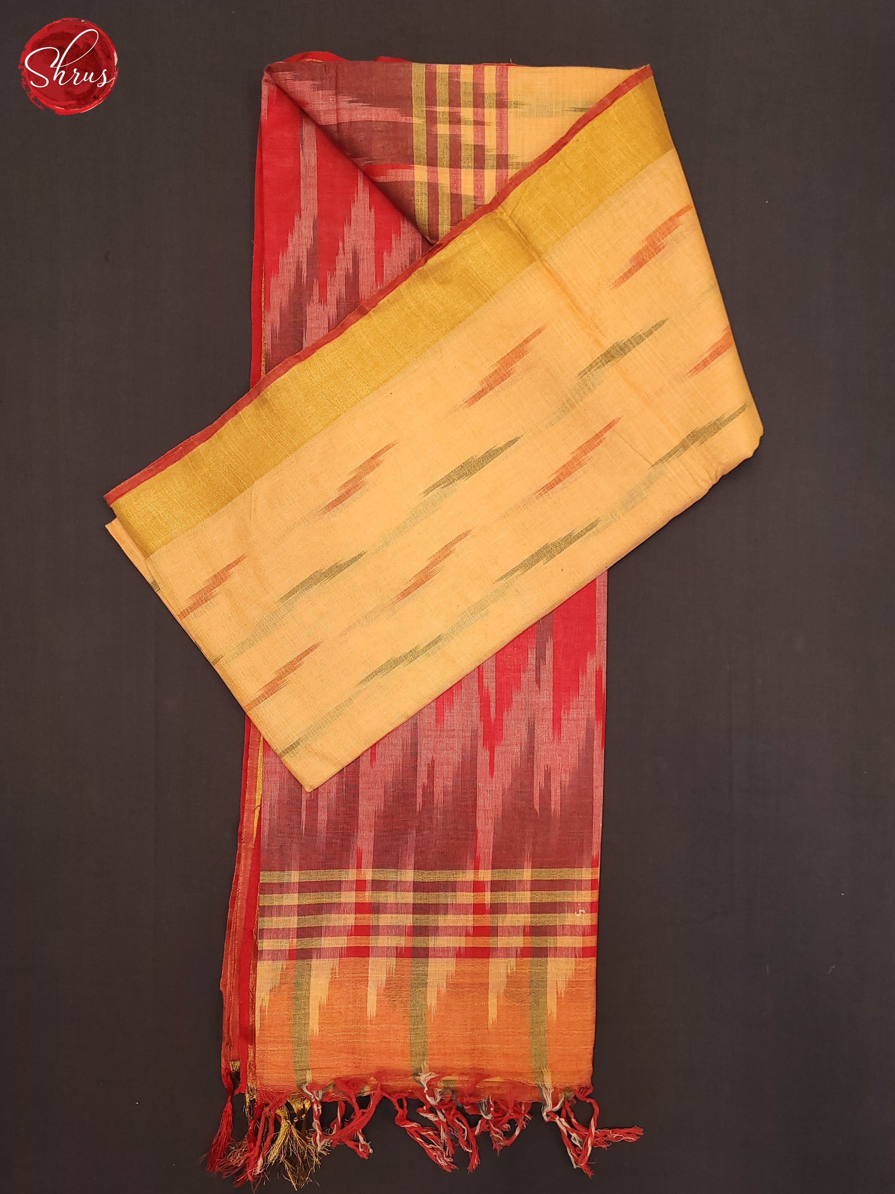 Light Yellow And Red - Semi Ikkat Saree - Shop on ShrusEternity.com